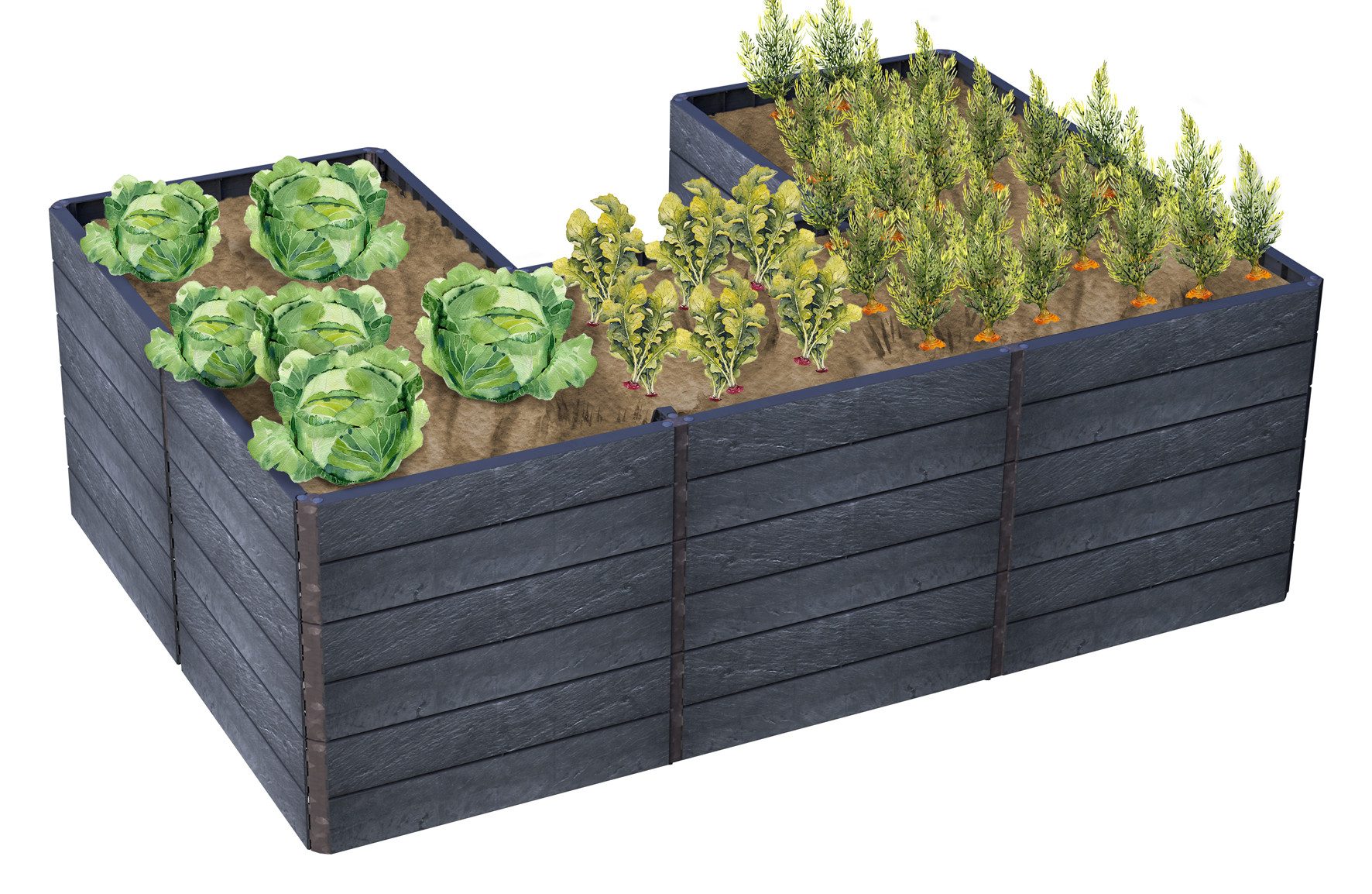 GARANTIA Hochbeet ERGO QUADRO U L 75 Hochbeet Stone, inkl. FLORA Wassersparsystem