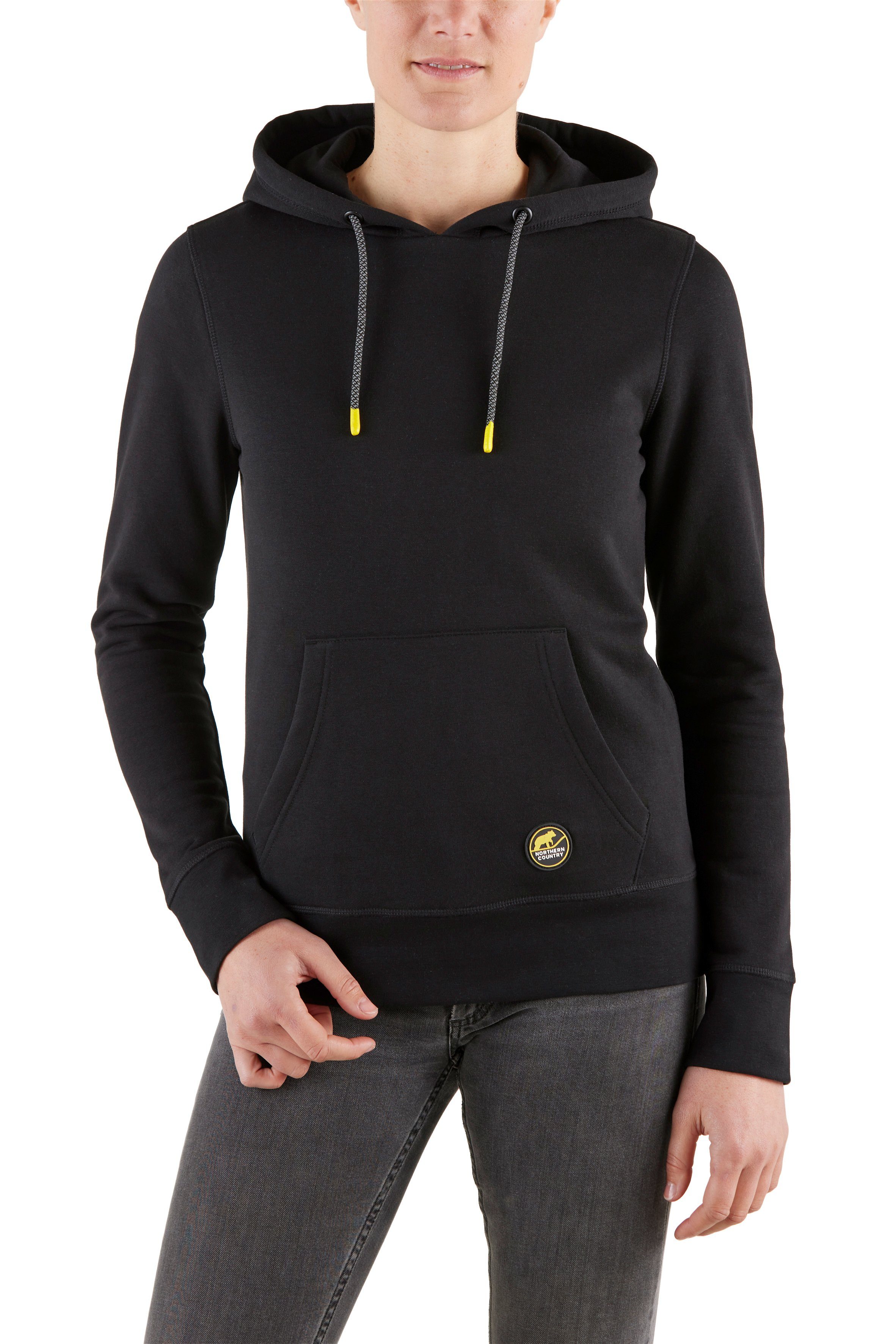 Northern Country Hoodie für Damen, Weiche Sweatware, mit Kängurutasche BlackBeauty