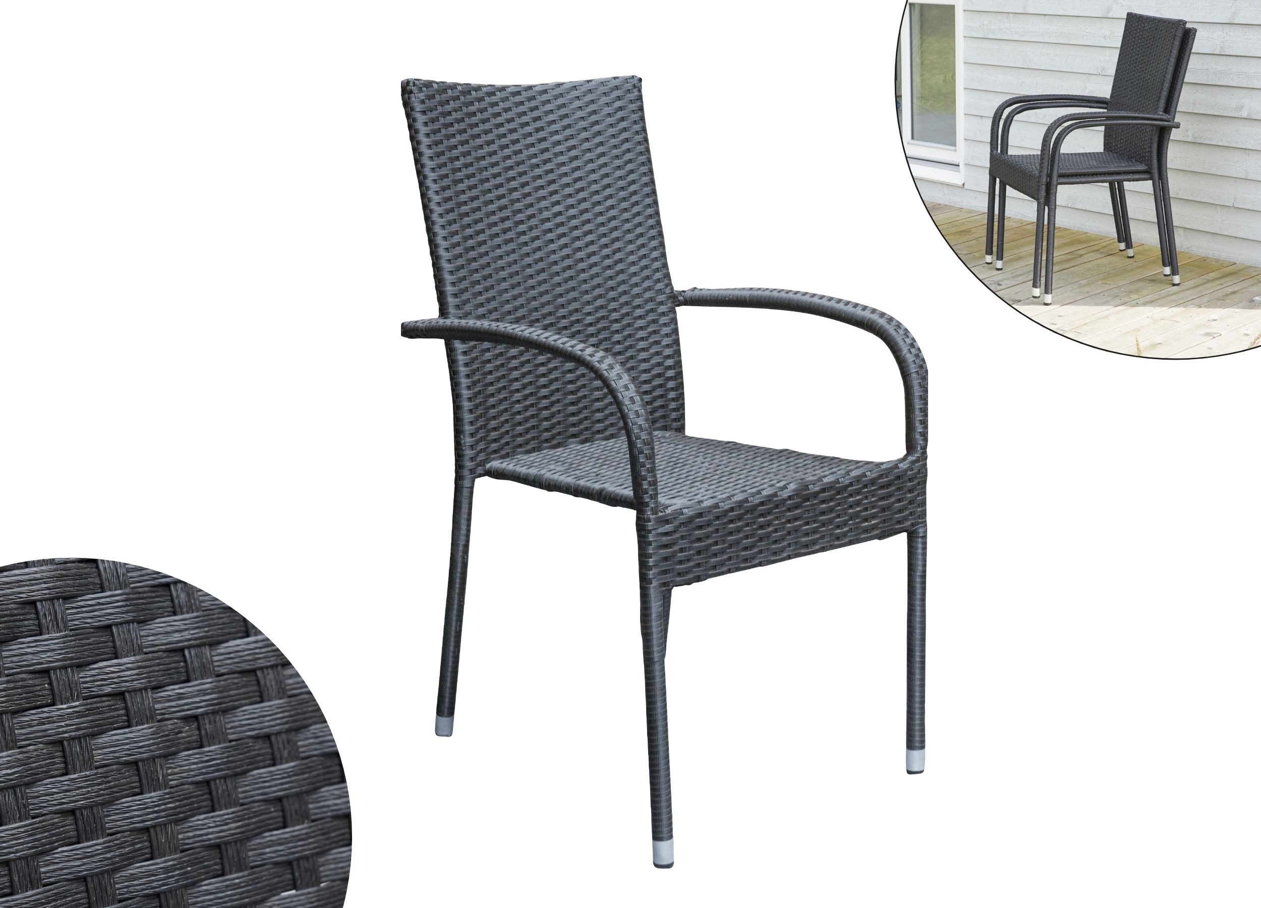 LC Garden Stapelstuhl »Lübeck« Gartenstuhl Polyrattan Stapelstuhl Gartensessel stapelbar (1 St)