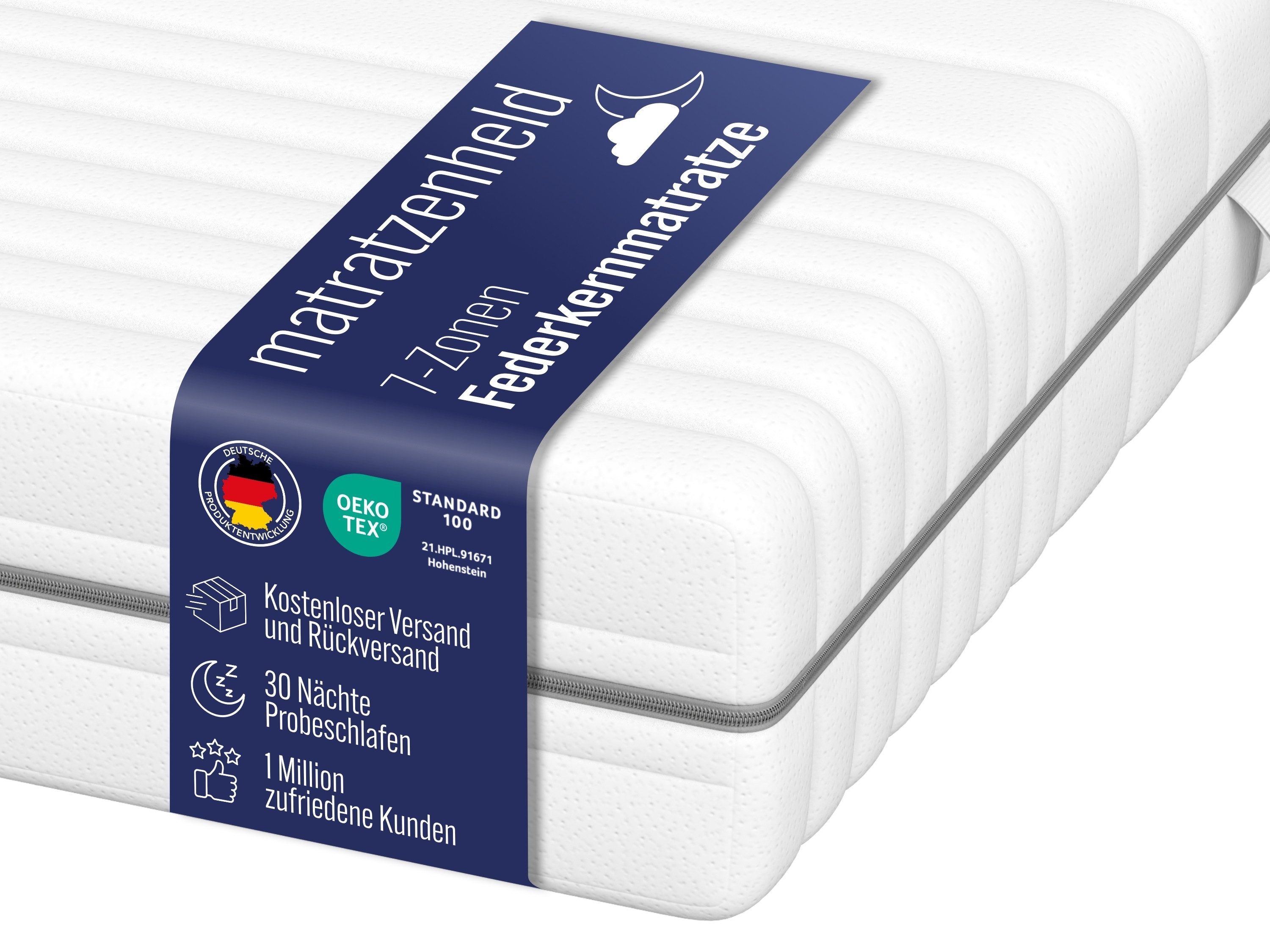 Taschenfederkernmatratze 7-Zonen Federkernmatratze Relax - Matratze ergonomisch, atmungsaktiv, Matratzenheld, 18 cm hoch, verschiedene Größen & Härtegrade - allergikergeeignet