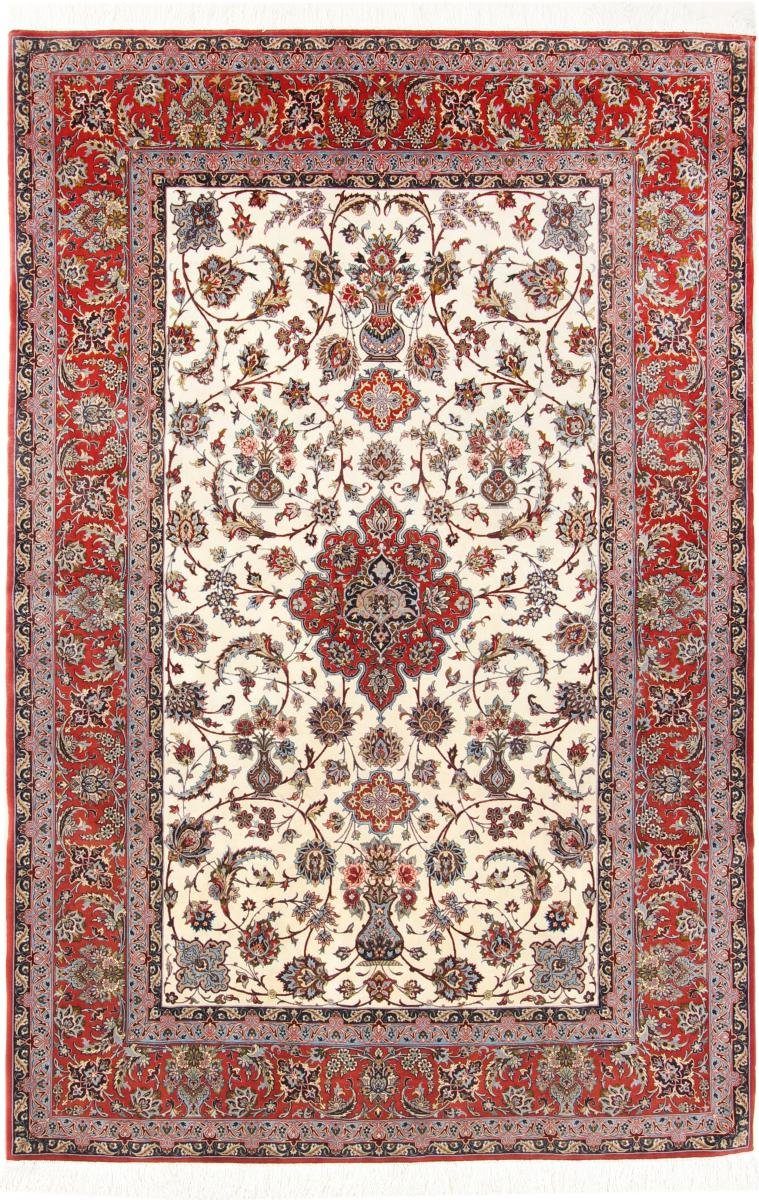 Orientteppich Isfahan Seidenkette 158x238 Handgeknüpfter Orientteppich, Nain Trading, rechteckig, Höhe: 6 mm