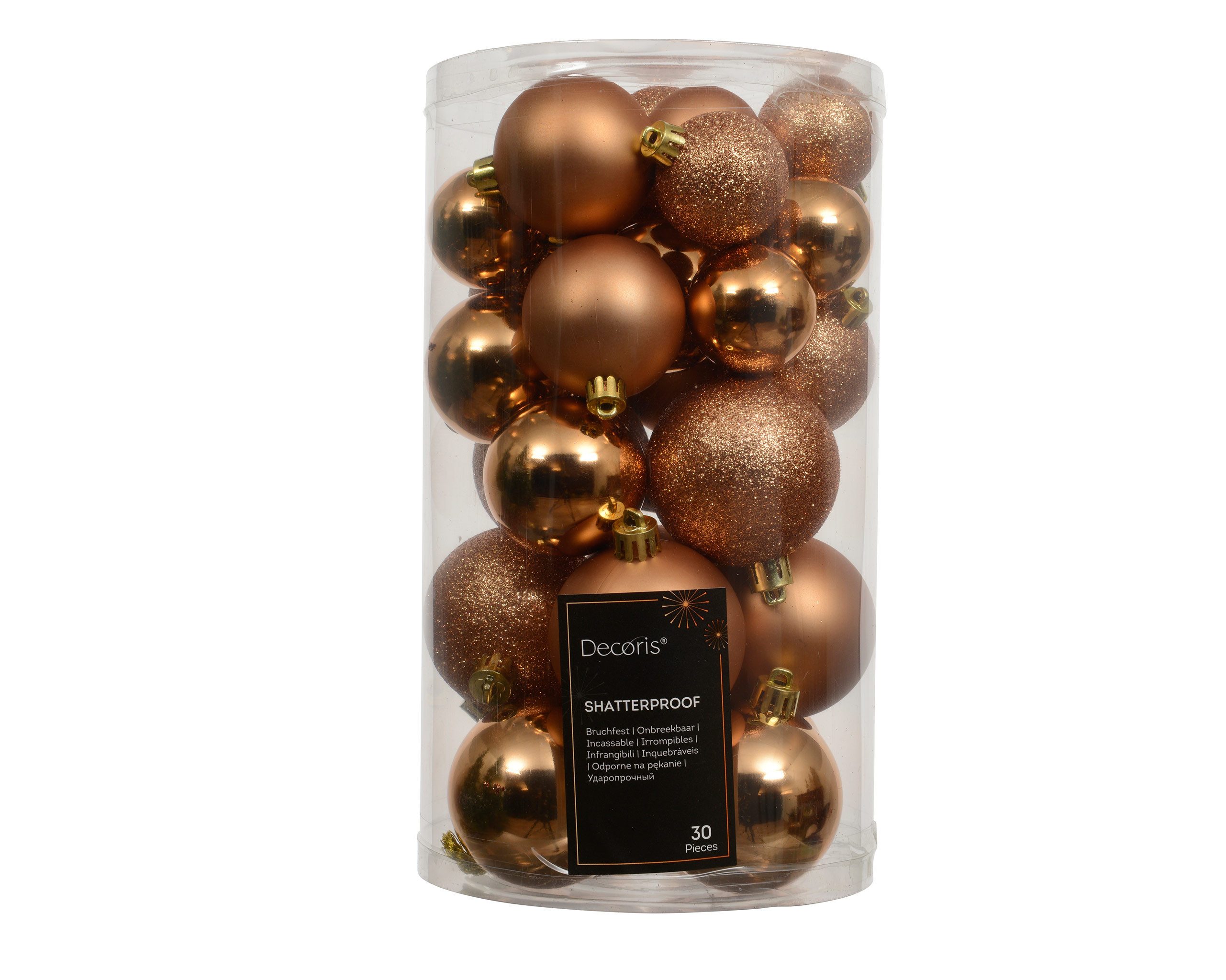 Kaemingk Weihnachtsbaumkugel, Weihnachtskugeln Kunststoff 4-6cm Mix 30er Set - Brandy