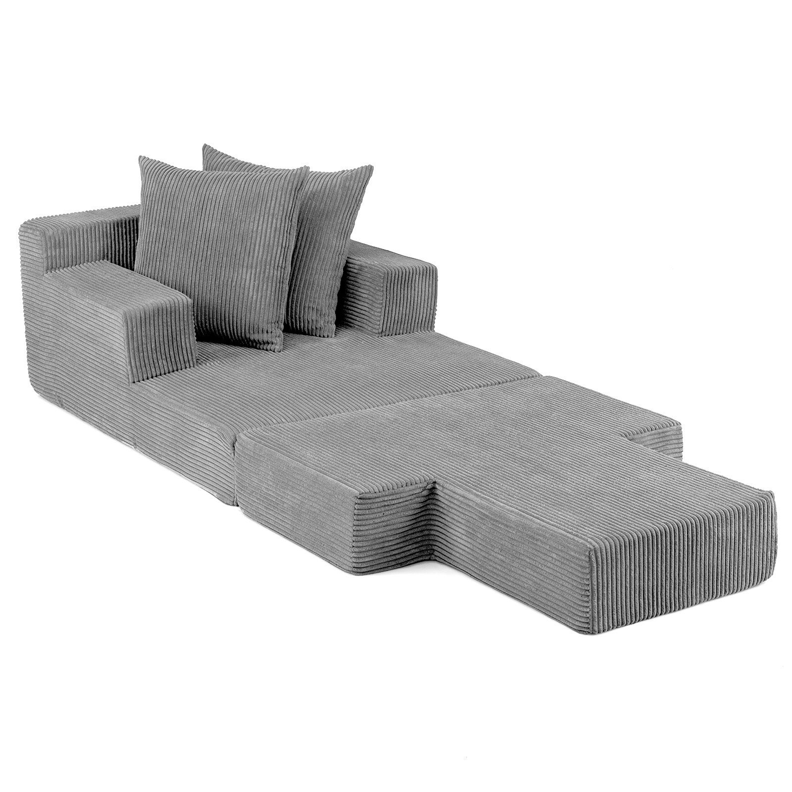 COSTWAY Schlafsofa, mit Schlaffunktion 2 in 1 klappbares Bodensofa mit 2 Kissen