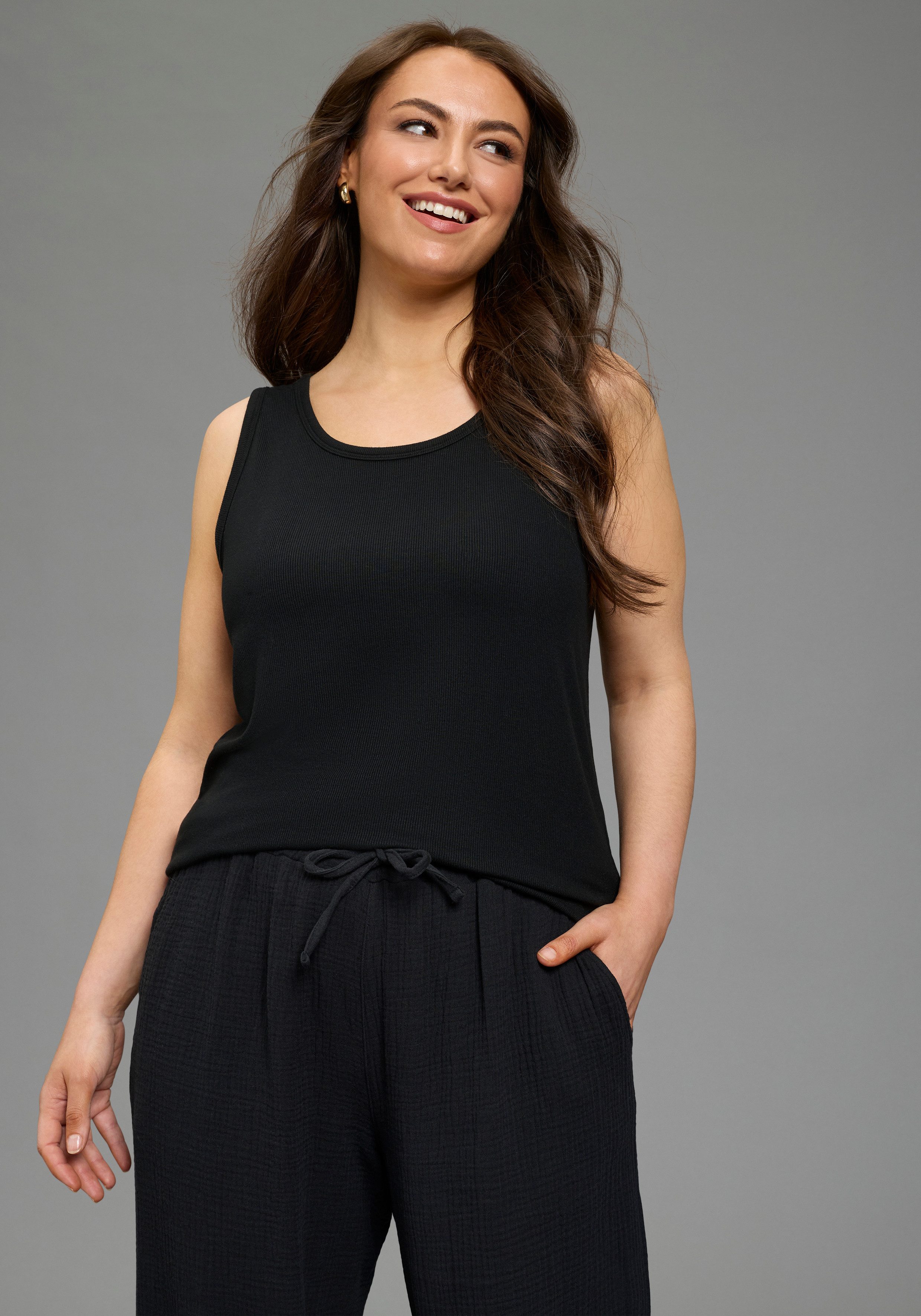 Laura Scott CURVE Tanktop figurbetonte Passform, aus Viskose und Elasthan, günstig online kaufen