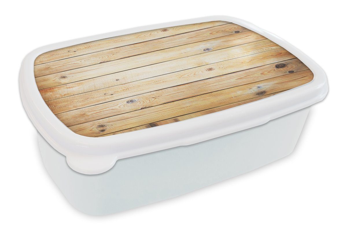 MuchoWow Lunchbox Brocante - Holz - Regale, Kunststoff, (2-tlg), Brotbox für Kinder und Erwachsene, Brotdose, für Jungs und Mädchen weiß