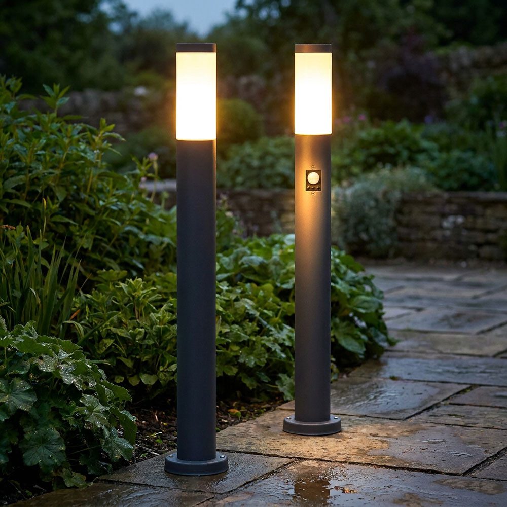 GLOBO LIGHTING Außen-Stehlampe, Leuchtmittel nicht inklusive, Gartenlampe mit Bewegungsmelder anthrazit