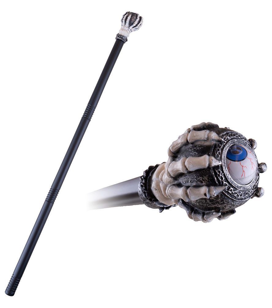 Karneval-Klamotten Zauberer-Kostüm Kinder Halloween Hexenmeister Magier mit Stab, Halloweenkostüm Warlock Jungen Mädchen schwarz m Horror Stab Fasching