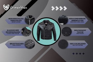 RadMasters Motorradjacke GW411J Black-BiGXXL Big-XXL Lederjacke Motorrad Rockerjacke Chopper jacke 6XL 7XL 8XL 9XL