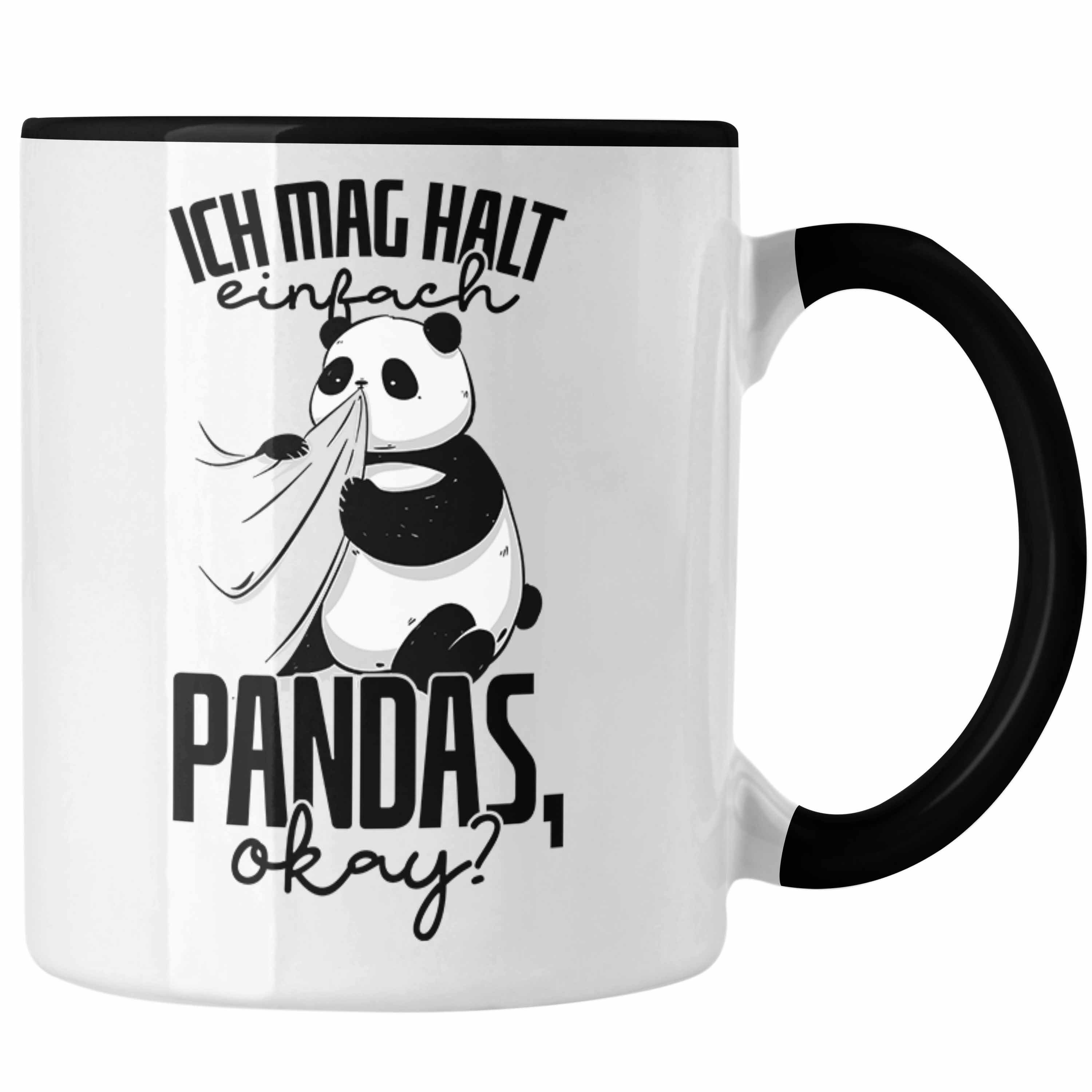 Trendation Geschenkidee Tierliebhaber Tasse Tasse Schwarz Geschenk Panda-Motiv Panda Lustige Pa