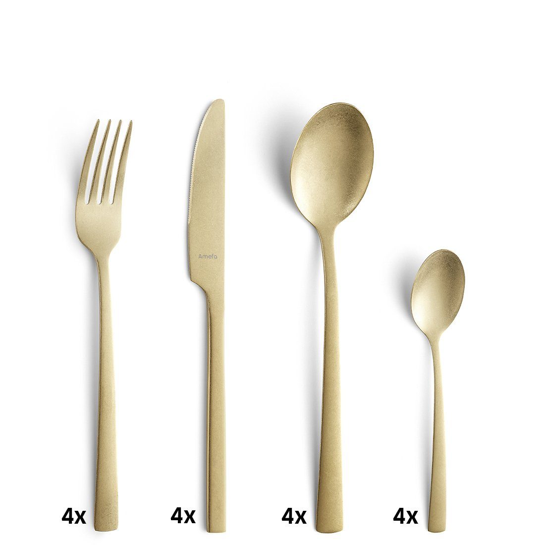 Amefa Besteck-Set MANILLE (16-tlg), 4 Personen, 13/0 18/0, PVD champagner, vintage