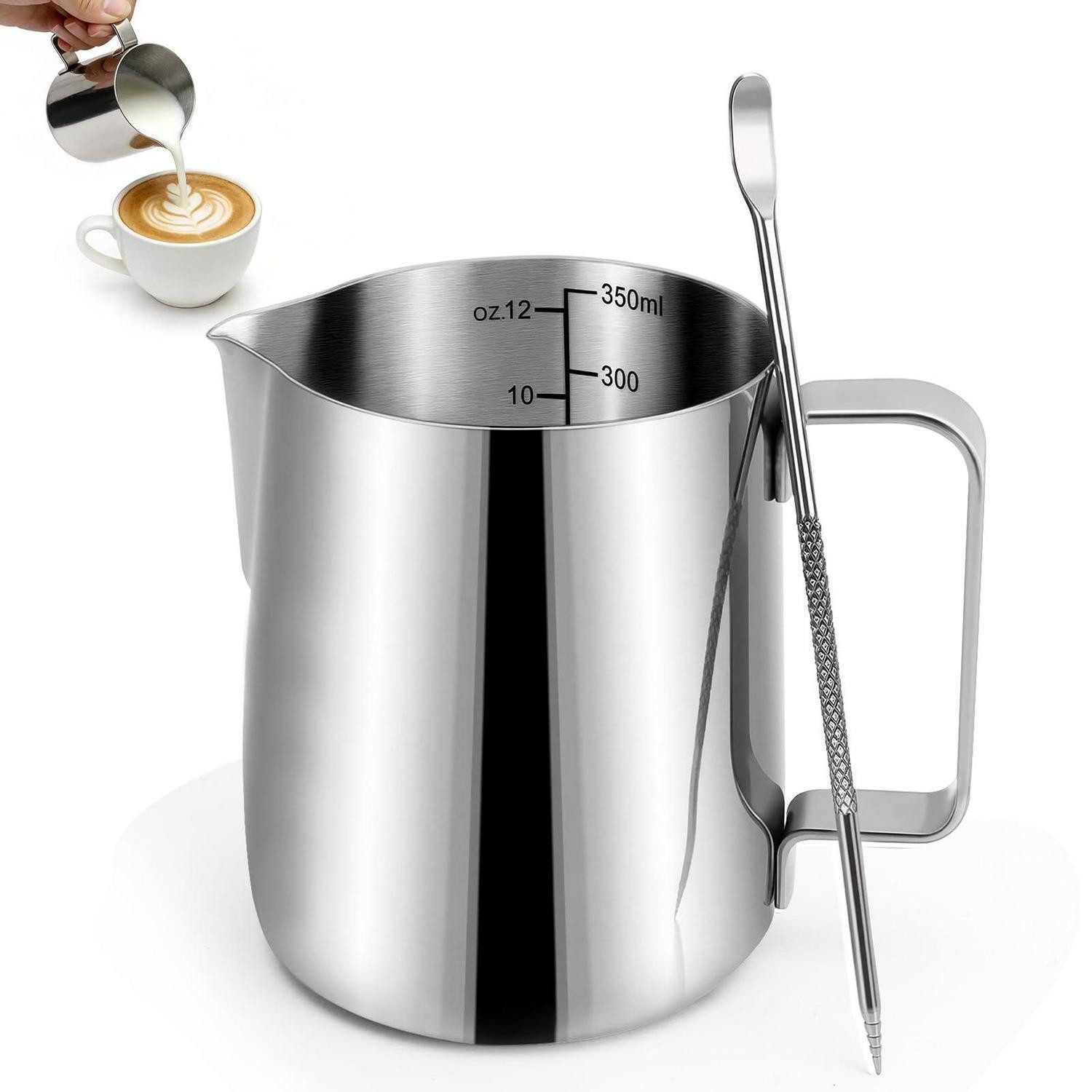 LuxusKollektion Milchkännchen Milchschaumkännchen Edelstahl 304 350ml Latte Art Stift