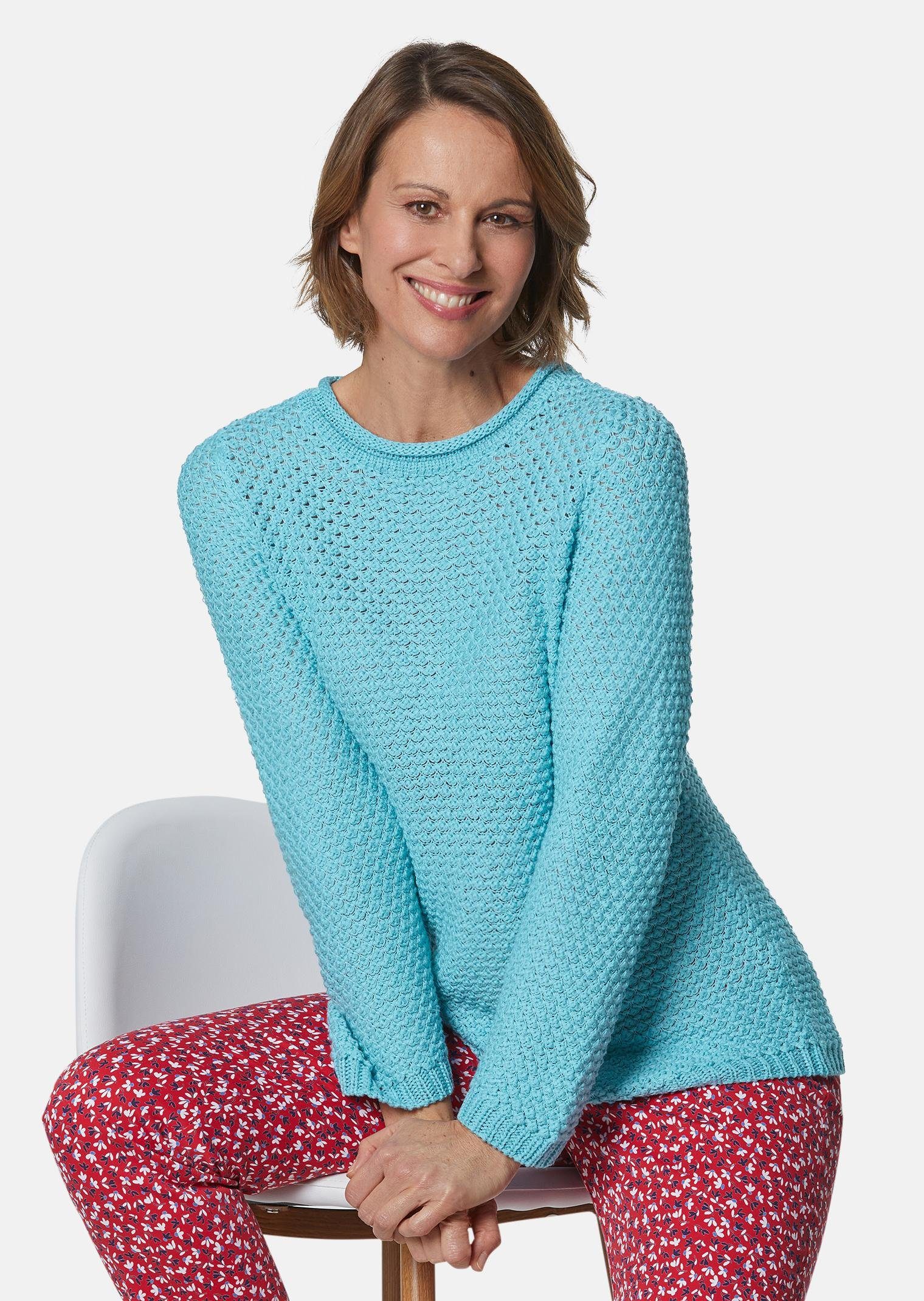 GOLDNER Strickpullover Kurzgröße: Pullover mit schönem Ajourmuster