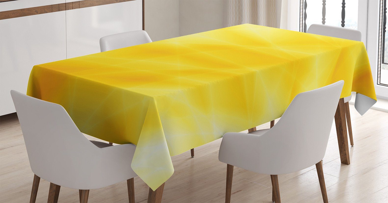 Abakuhaus Tischdecke Farbfest Waschbar Für den Außen Bereich geeignet Klare Farben, Gelb Abstrakt Sommer Sonne | Tischdecken