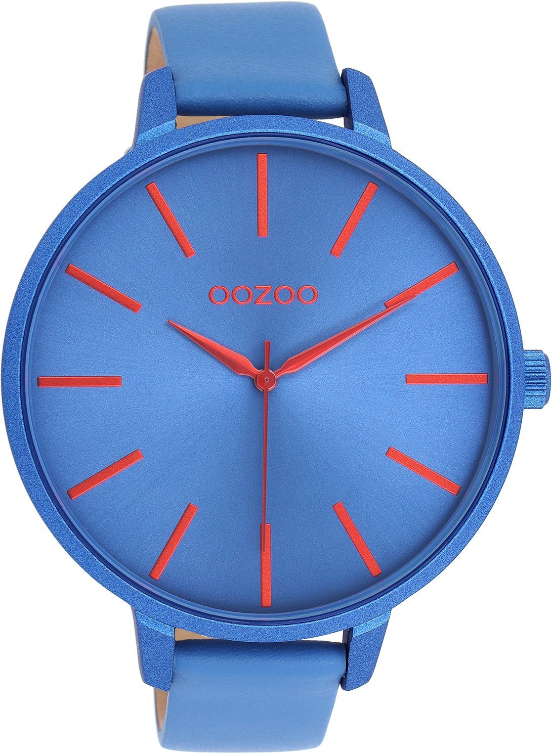 377 Analog, Miyota Armbanduhr Timepieces Damen blau, (ca. Lederarmband Batterietyp Quarzlaufwerk. Hochwertiges Damenuhr OOZOO rund, extra Quarzuhr groß 48mm), (SR626SW) Oozoo Fashion,