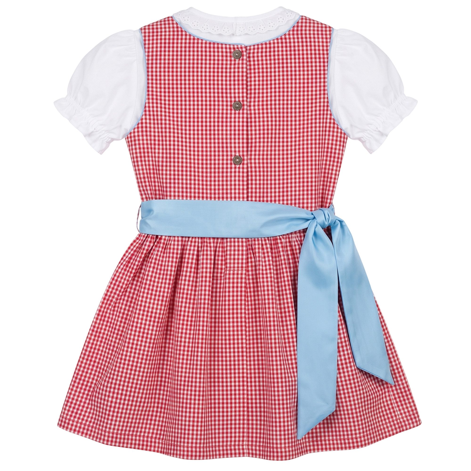 German Wear Dirndl GW1710 Red/Blue Dirndl-set Mädchendirndl kinder Trachten Kleid Rot/ Blauer Schürze – Bild 3 von 5