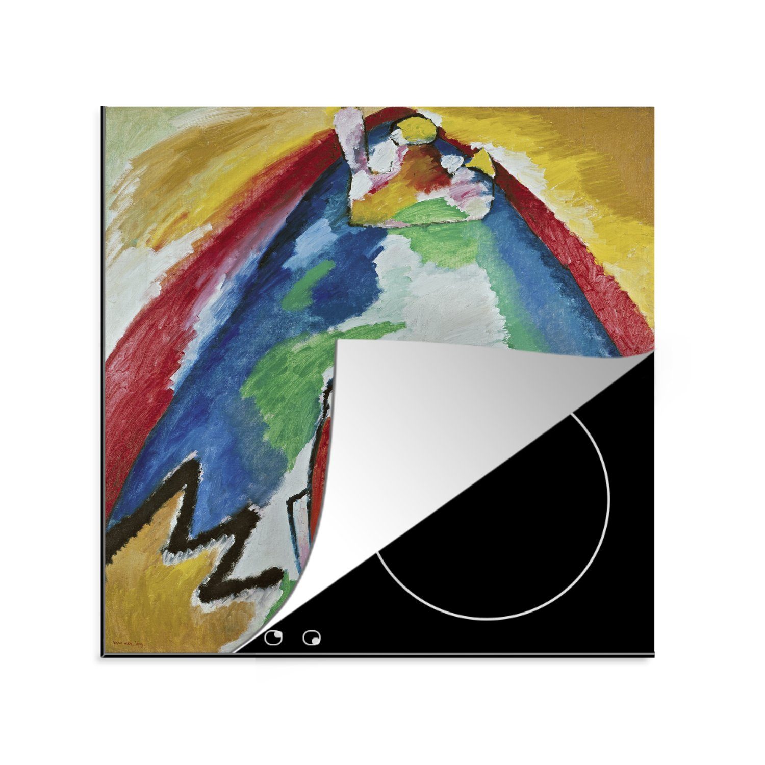MuchoWow Herdblende-/Abdeckplatte Berg - Kandinsky, Vinyl, (1 tlg), 78x78 cm, Ceranfeldabdeckung, Arbeitsplatte für küche
