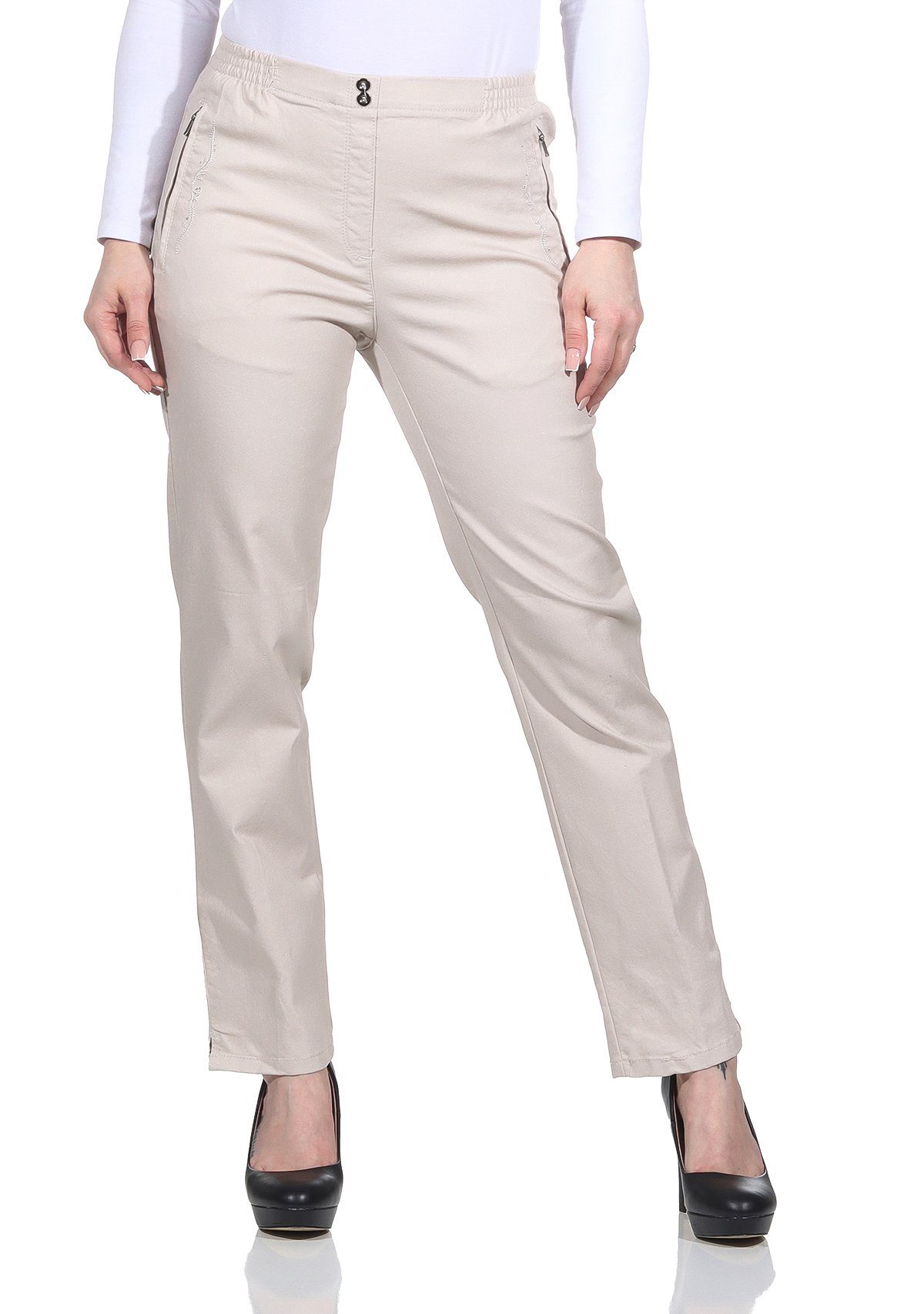 Aurela Damenmode Straight-Jeans Stretch Джинсы Damen Schlupfhose Kurzgröße Джинсыhose Denim Размер 36 bis 54