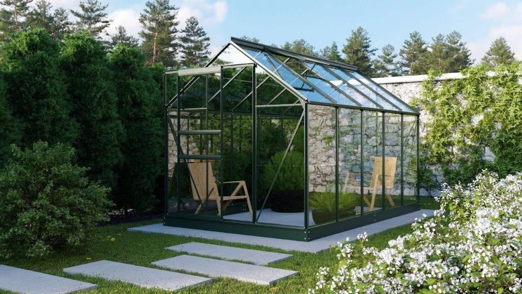 Thumbnail - Vitavia Gewächshaus Planet 6200 ESG 3mm, smaragd - Set L 3210 x 1950 x H 2070 mm