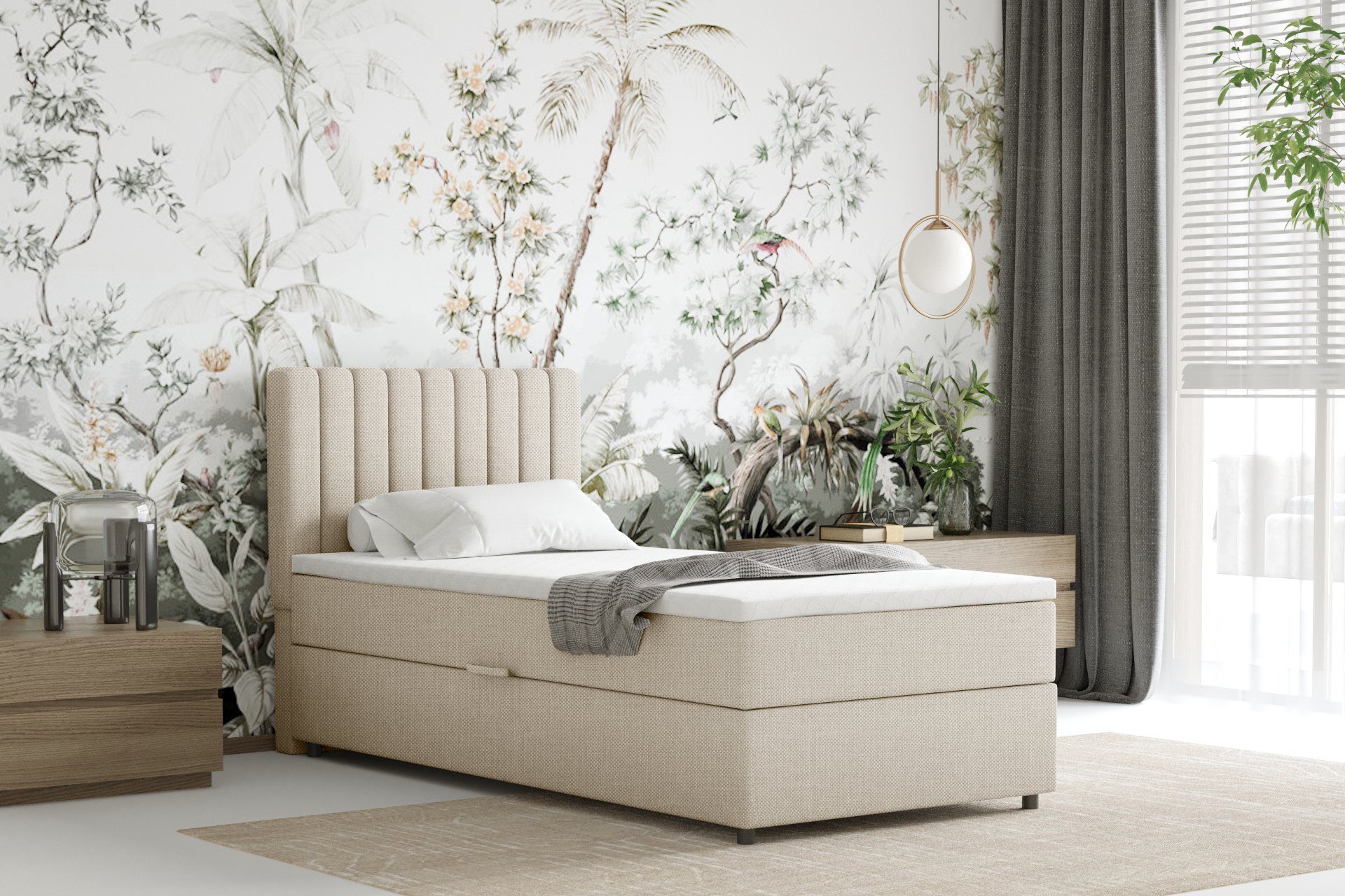 PANDA MÖBEL GmbH Boxbett Everest, 90x200, 100x200, 120x200, Boxbett mit Bettkasten und Topper