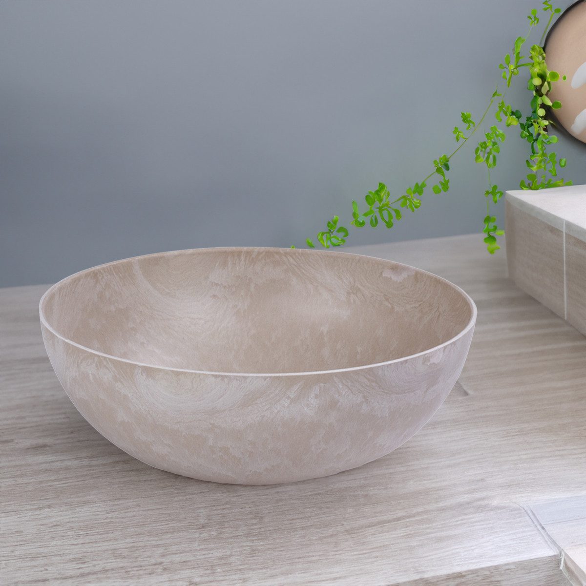 matches21 HOME & HOBBY Blumentopf Pflanzschalen für draussen Dekoschalen rund sand beige 20 cm (1 St), Blumen-Schale als wetterfeste Friedhof-Schale Grab-Schmuck Grabschale