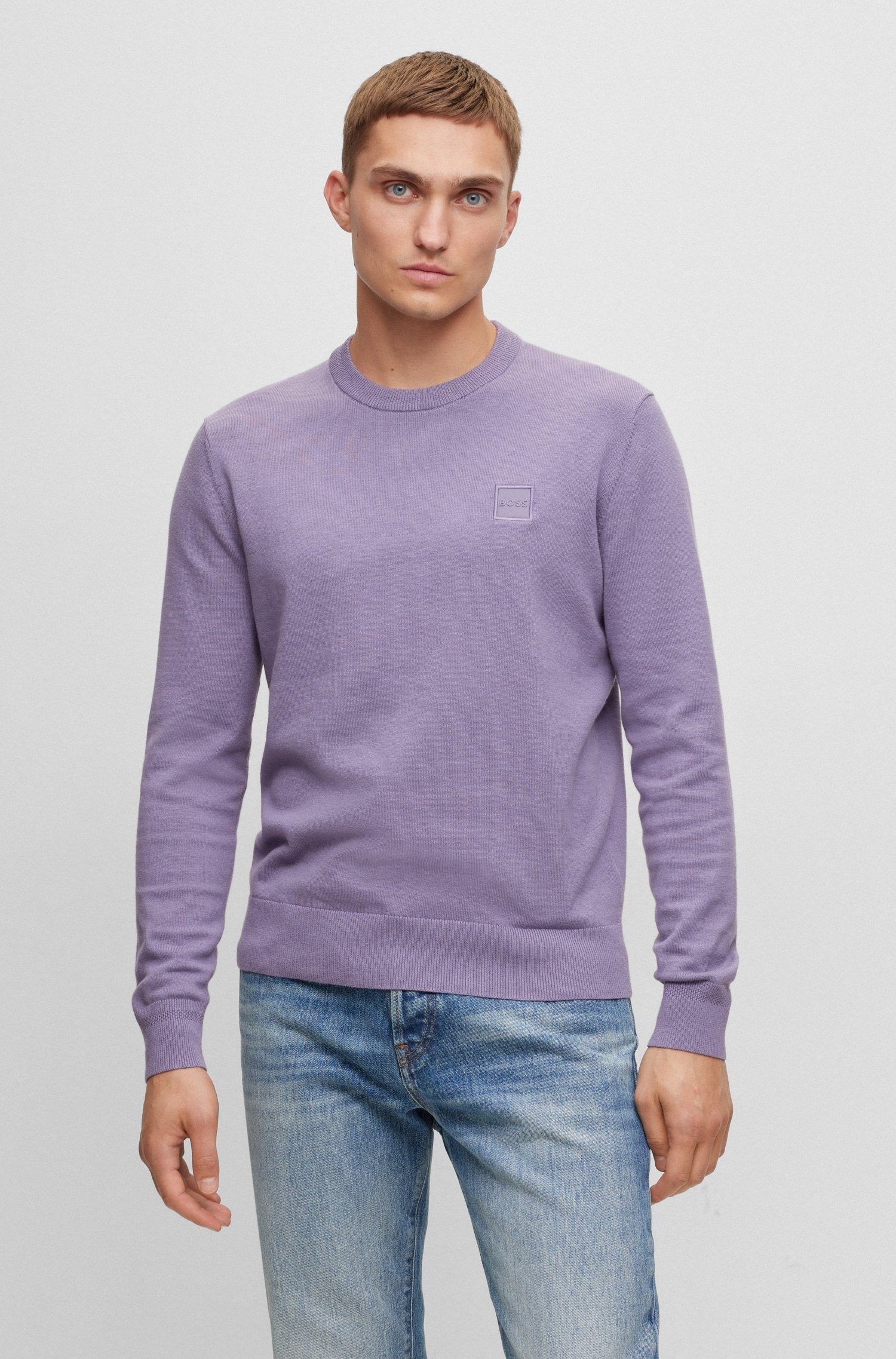 mit Rundhalsausschnitt Kanovano ORANGE Medium BOSS Purple Strickpullover