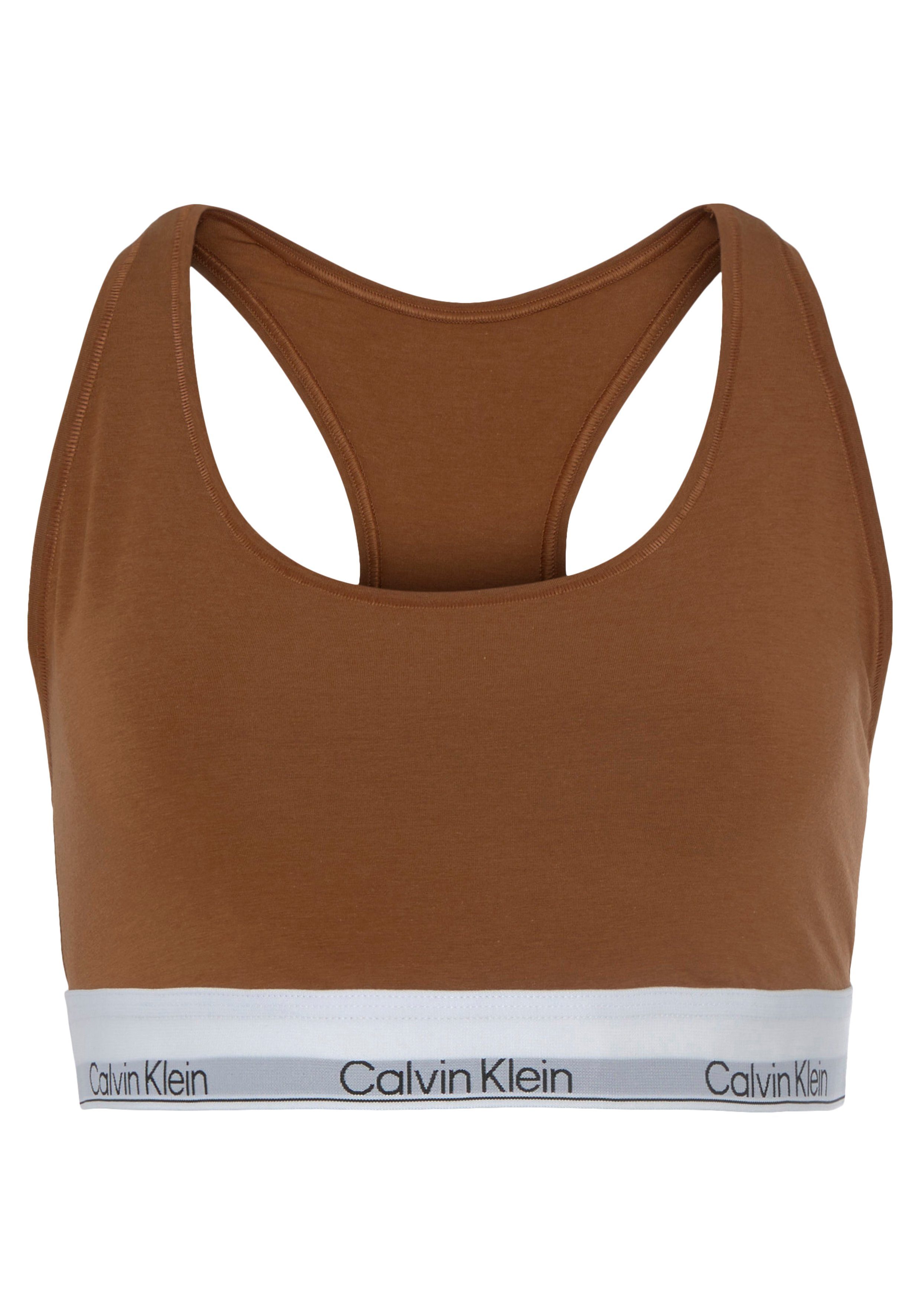 Klein auf Underwear Logodruck dem braun mit Bralette Calvin Elastik-Unterbrustband