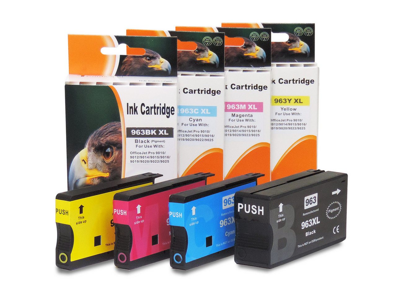 Tonerkartusche D&C HP 963XL Kompatibel 4er-Set Tintenpatronen für HP OfficeJet Pro, (Kompatibel für HP OfficeJet Pro 9012 963XL, 3YP35AE), 9028