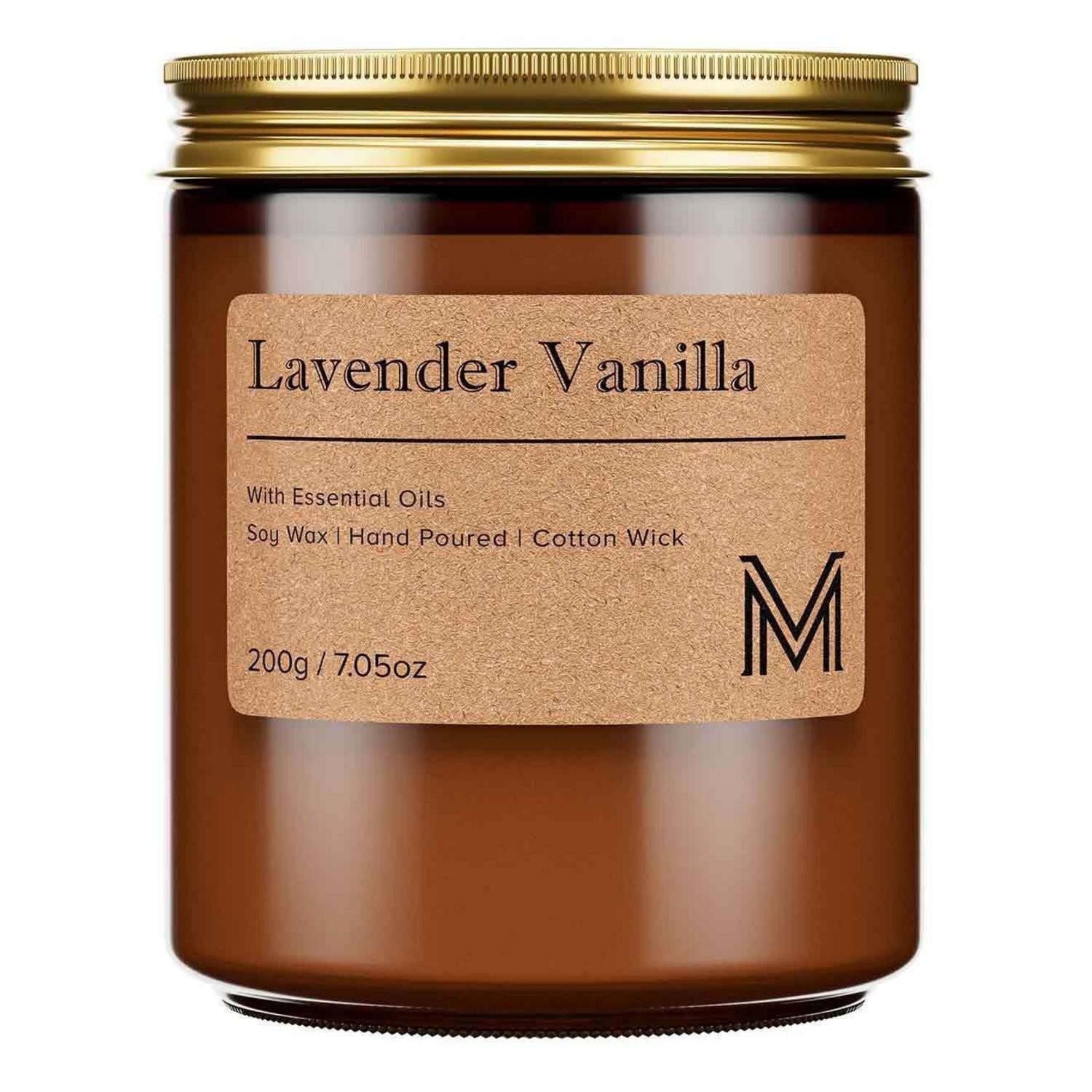 LuxusKollektion Duftkerze Duftkerze Glas Lavendel-Vanille 200g