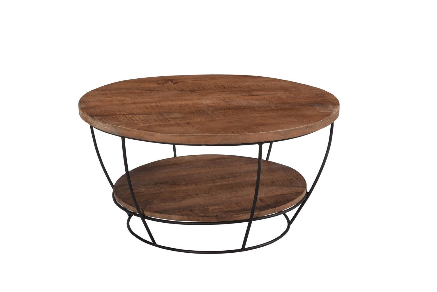 Beistelltisch Couchtisch Brix 85x85x44 cm Mangoholz Stahl Natur Schwarz