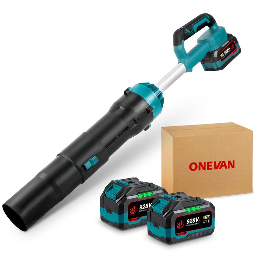 ONEVAN Akku-Gebläse Bürstenlos Turbogebläse 220 m/s Laubbläser Вентиляторы mit 2x 4.5Ah Akku, Laubgebläse für Garten, Auto und Heimgebrauch