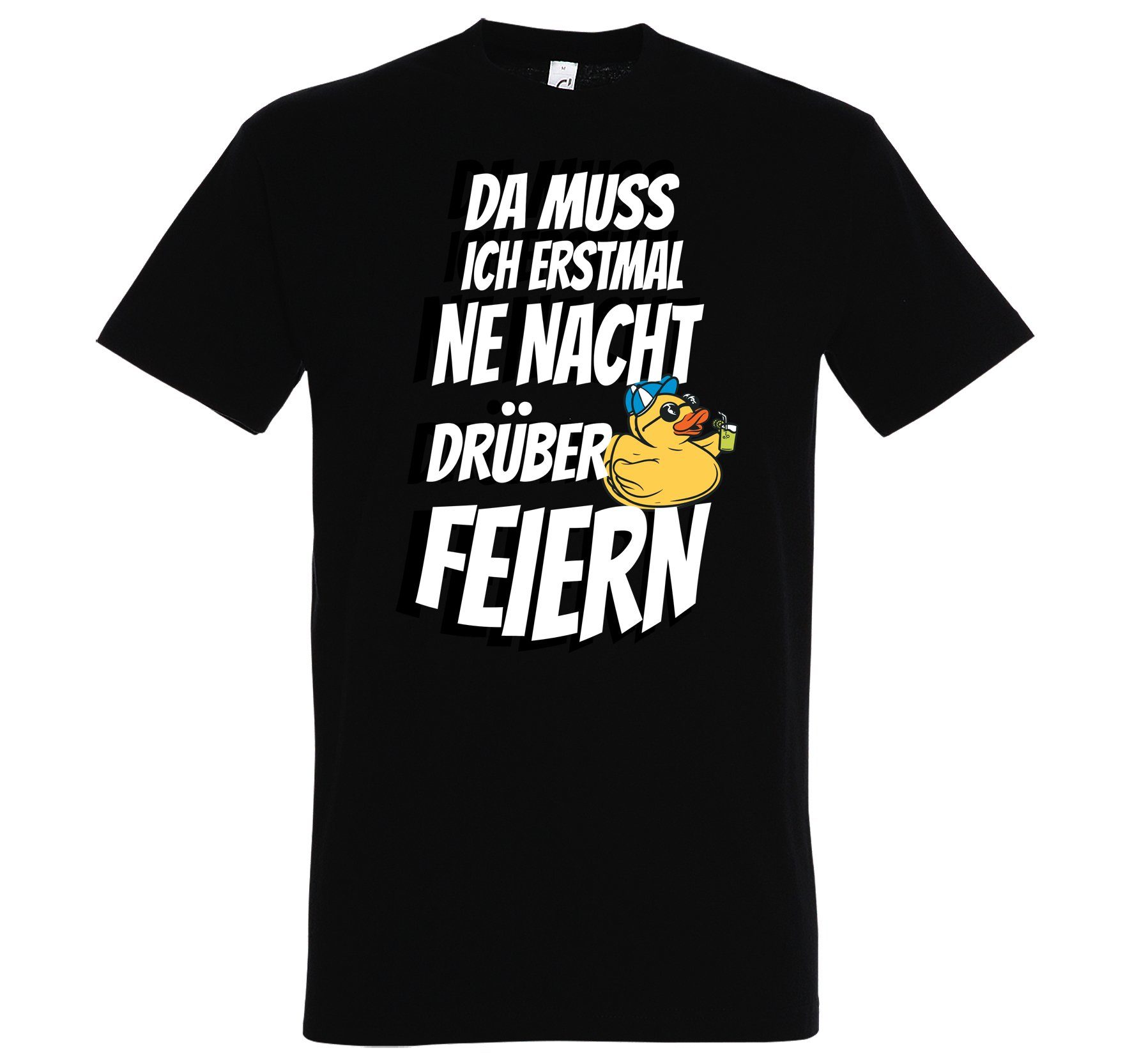 Youth Designz T-Shirt DA MUSS ICH ERSTMAL NE NACHT DRÜBER FEIERN Herren Shirt mit Trendigem Frontdruck Schwarz