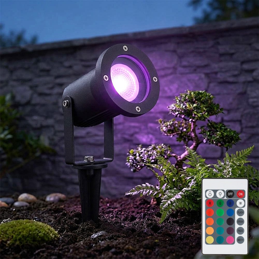 V-TAC LED Gartenstrahler, Leuchtmittel inklusive, Farbwechsel, Warmweiß, RGB LED Außen Steckleuchte Außenleuchte Erdspieß Garten
