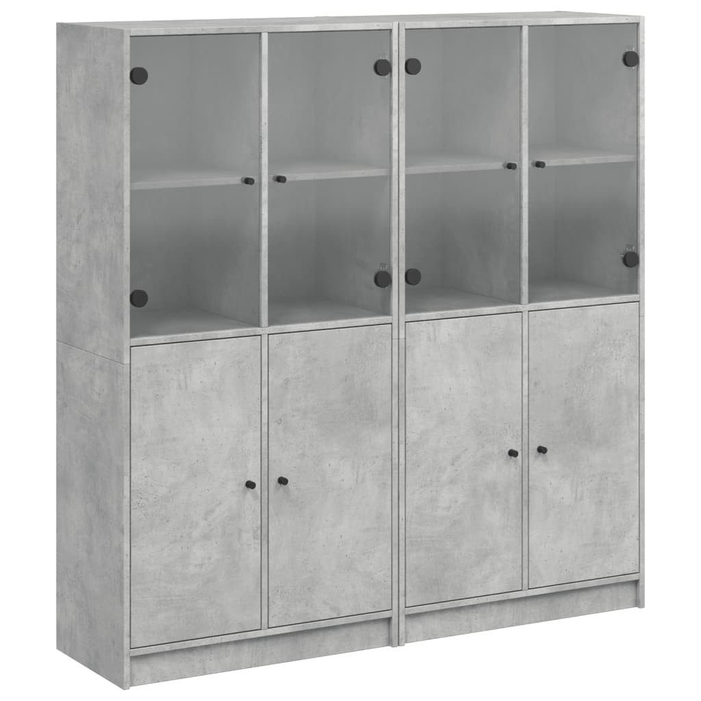 vidaXL Sideboard Bücherschrank mit Türen Betongrau 136x37x142 cm Holzwerkstoff