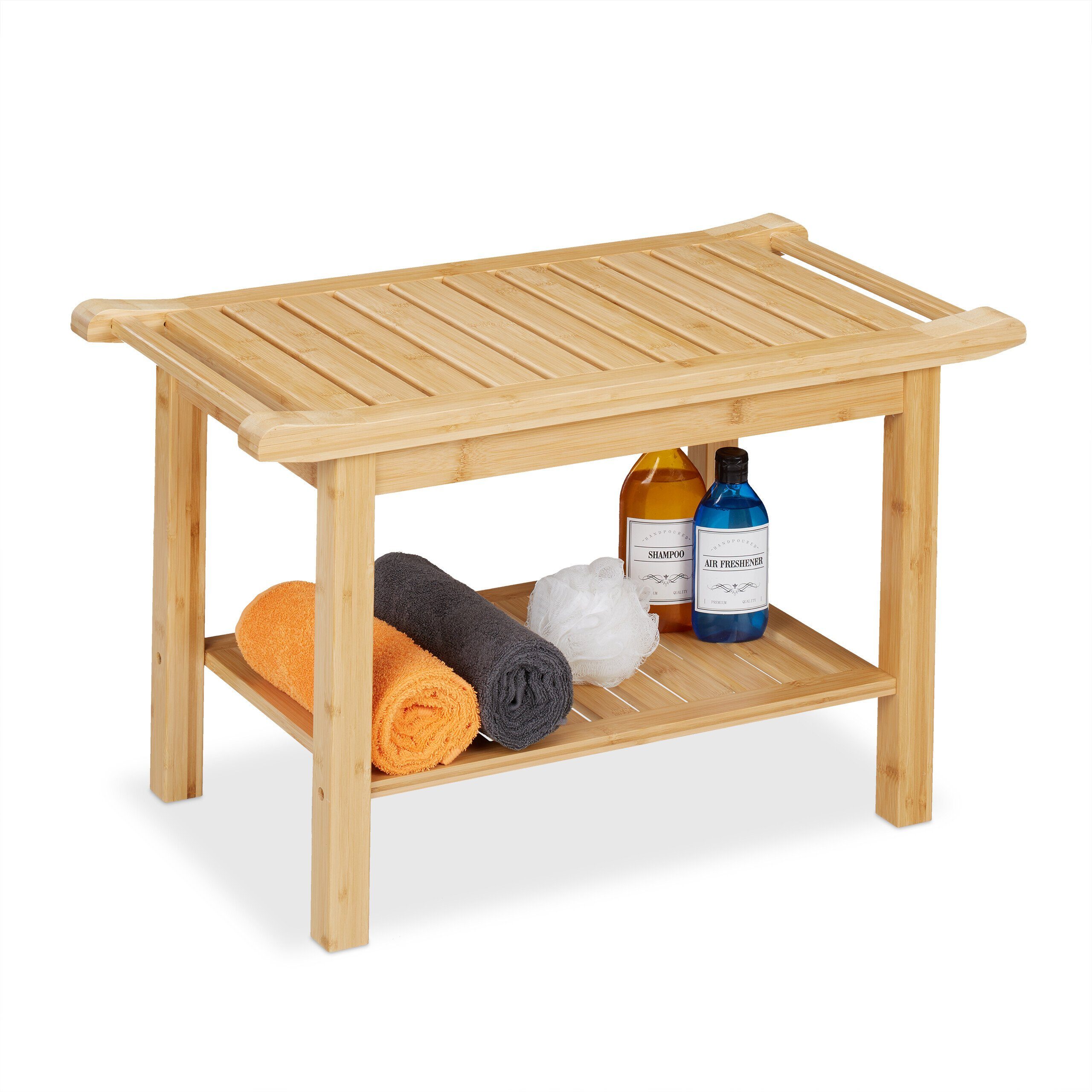relaxdays Badhocker aus Bambus mit Griffe günstig online kaufen