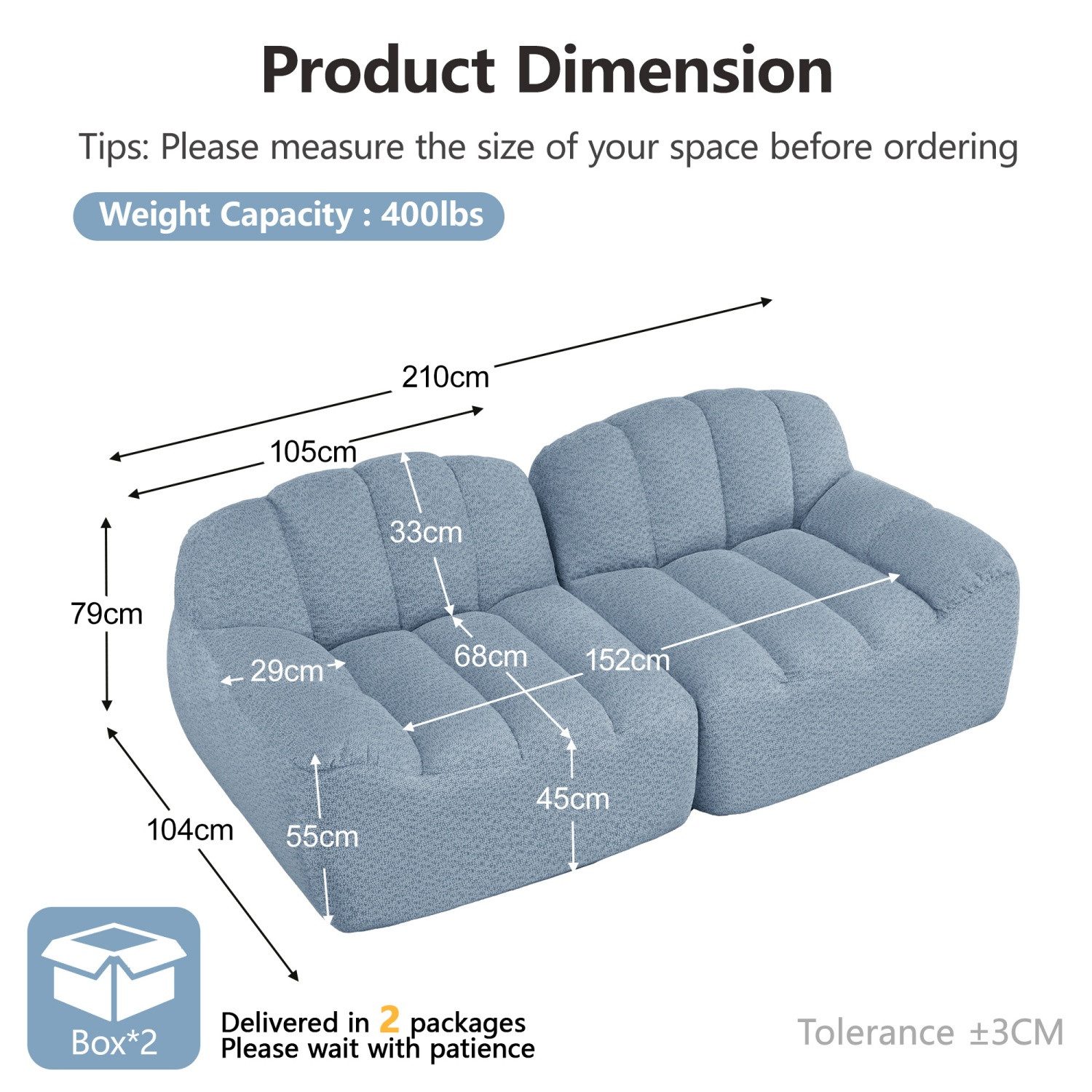 ANYSUN Sofa 3-Sitzer modular kombinierbar Polstersofa Chaiselongue, Chaiselongue Cordstoff-Sofa,Muschelform, Boneless Sofa, 32D Hochdichtschaum, tiefe Sitzfläche, ideal für Wohnzimmer,Heimkino