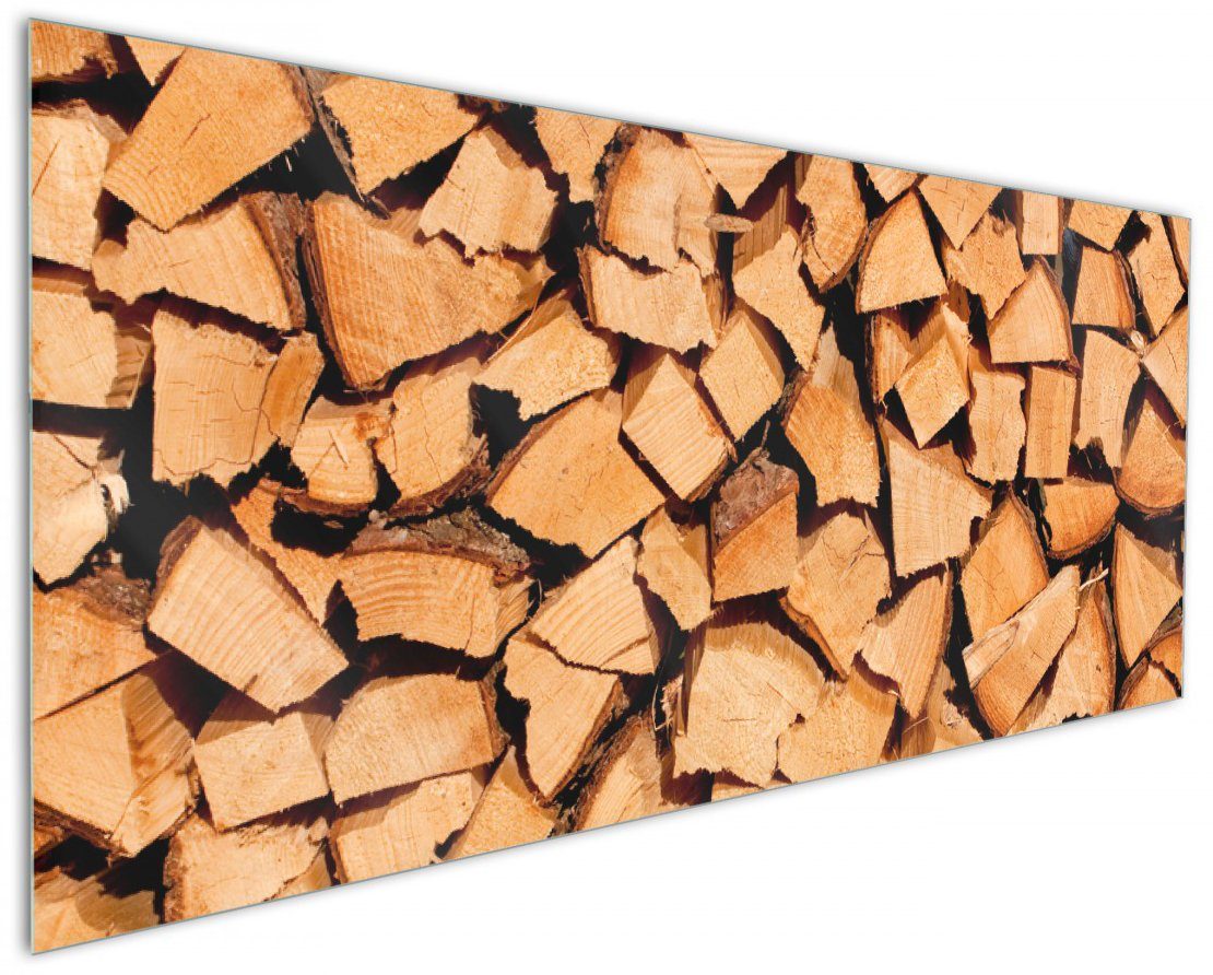 Holzstapel Küchenrückwand (1-tlg) gehackt - Holzscheite Kamin, für den Wallario