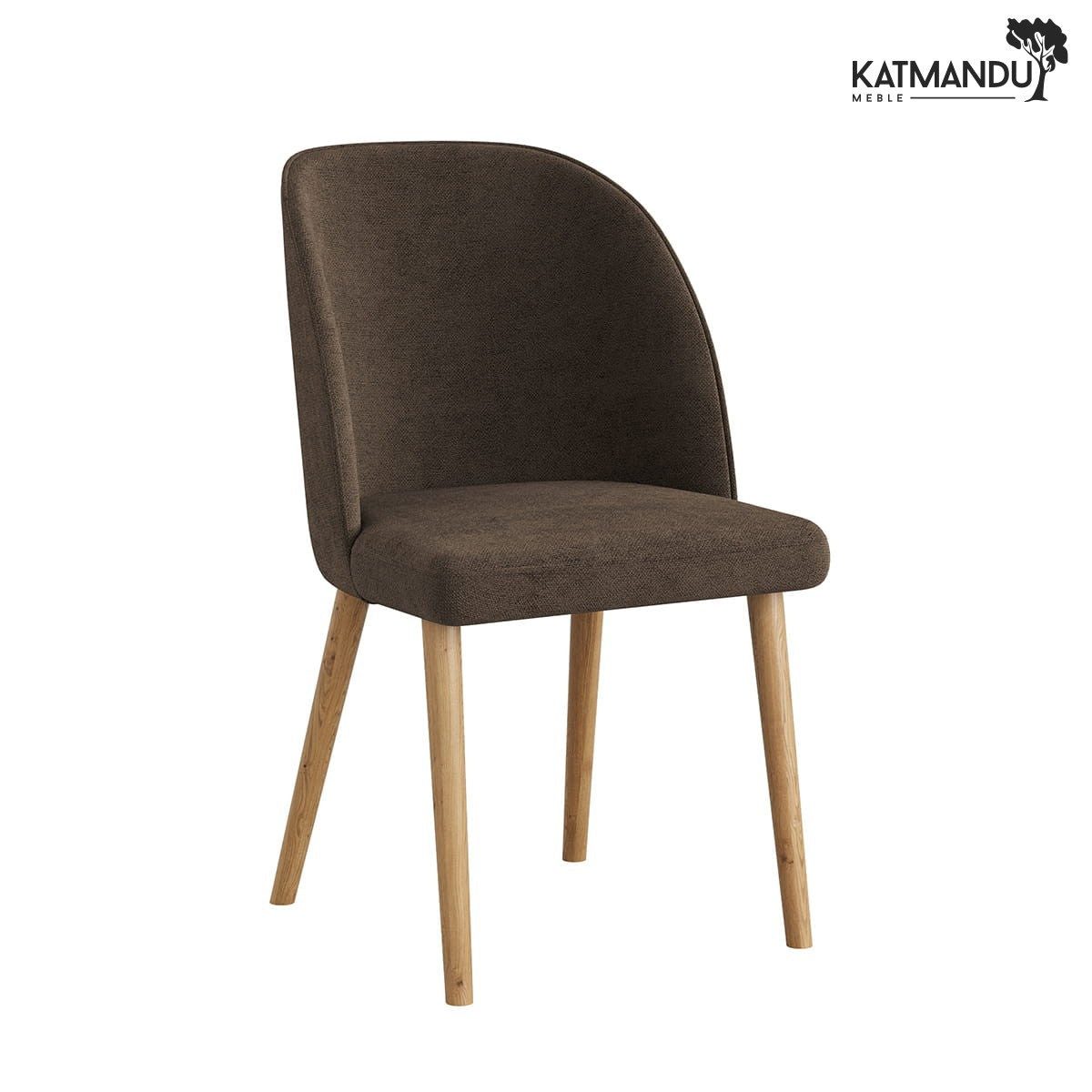 Katmandu Esszimmerstuhl Esszimmerstuhl Olbia in Braun – Chenille Rebel 23 mit Holzbeinen, Seniorenstuhl, Pflegestuhl