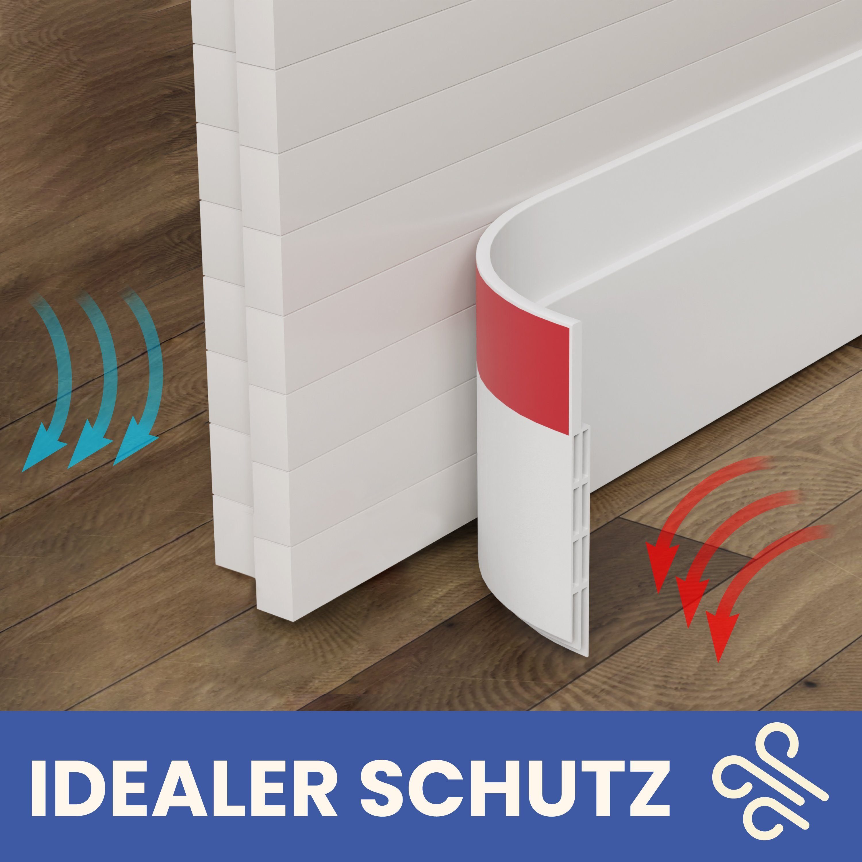 ecom delivery Zugluftstopper Zugluftstopper für Türen, selbstklebend, individuelle Länge, 5-tlg., Starker halt, rutschfest, Kälte & Lärmschutz