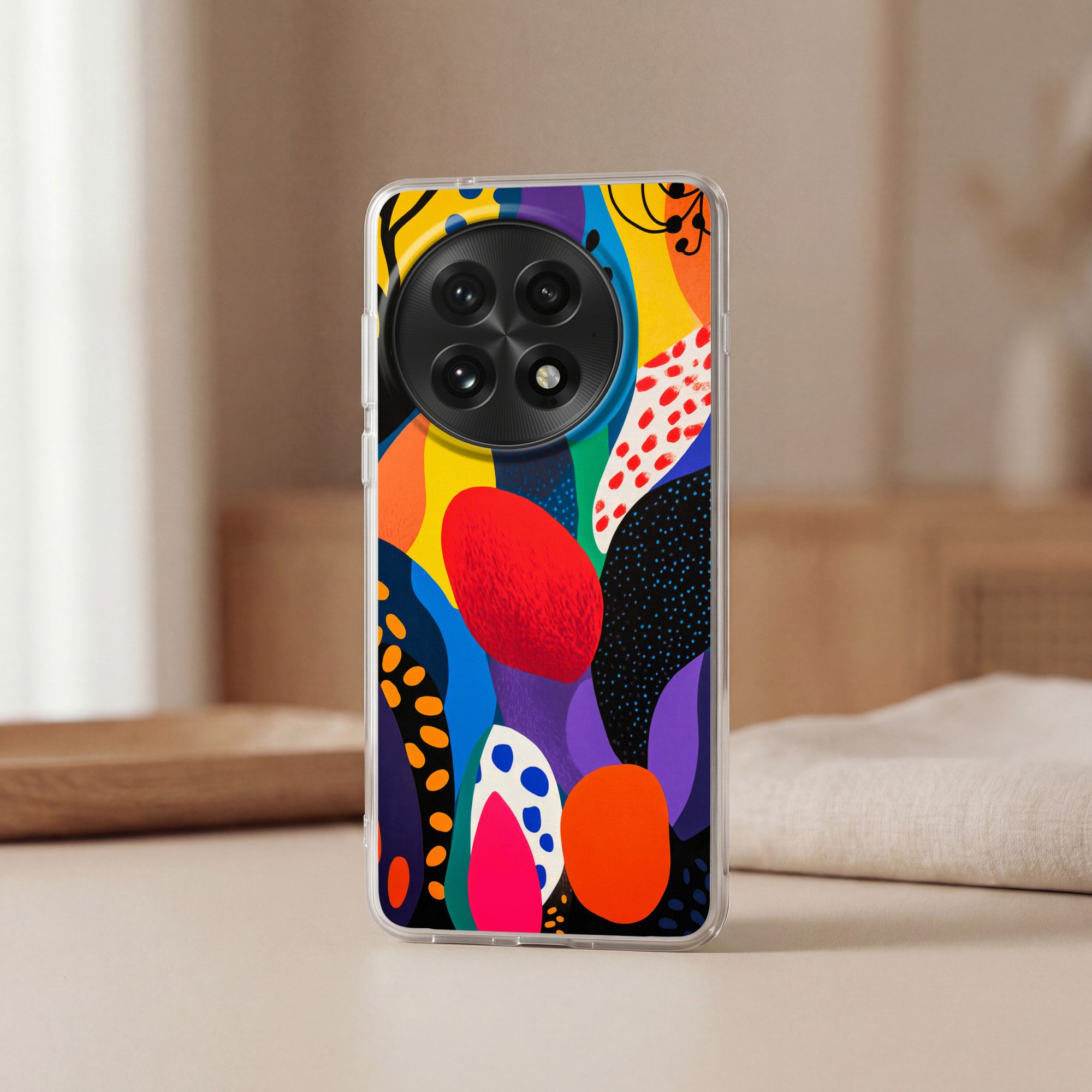MuchoWow Handyhülle für OnePlus 13 Blumen - Blätter - Abstrakt - Rot, Phone Case, Silikon, Schutzhülle Dünn