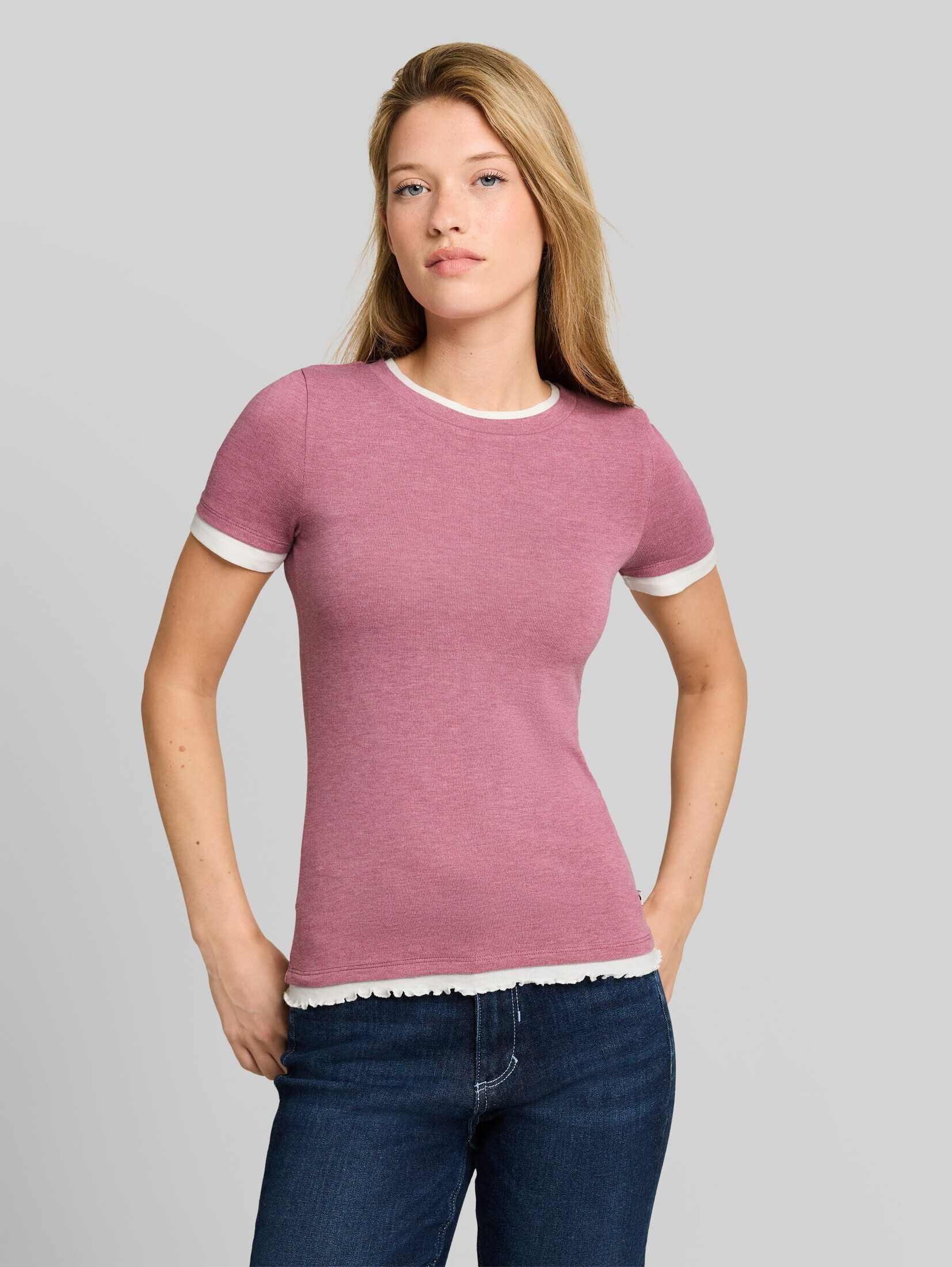 TOM TAILOR Denim T-Shirt T-Shirt (im Einserpack) T-Shirt im 2-in-1-Look