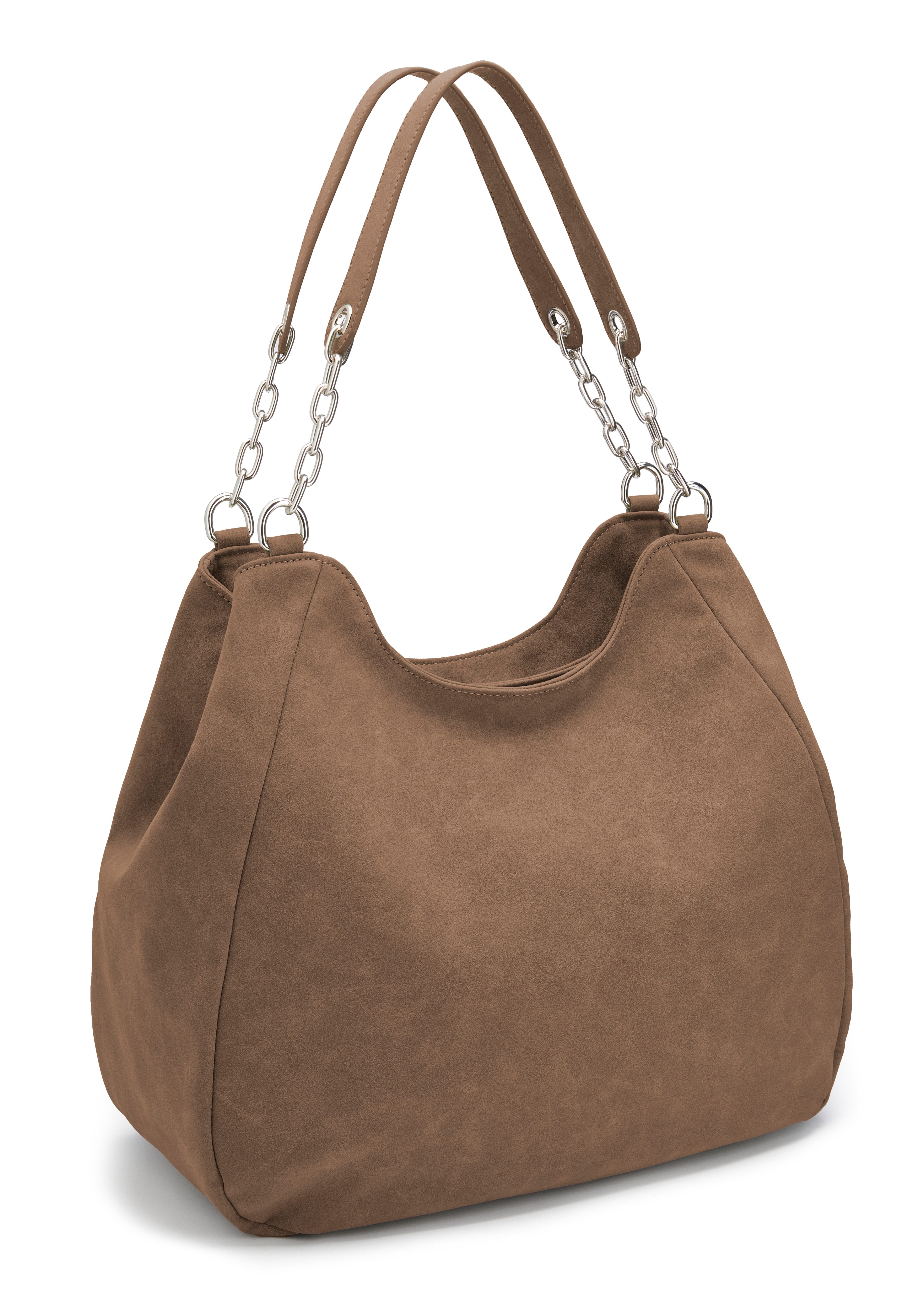 Vivance by Lascana Schultertasche Henkeltasche, Damentasche, Shopper, Einkaufstasche, Handtasche, mit silberfarbenen Ketten-Details VEGAN