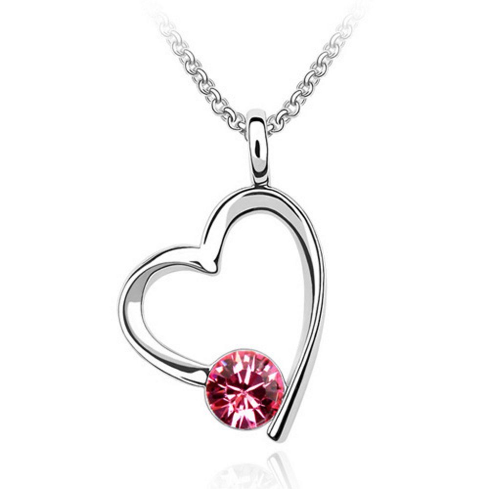 Kette aus Damen BUNGSA Silber (1-tlg), Halskette Heart Open Messing Necklace Ketten-Set
