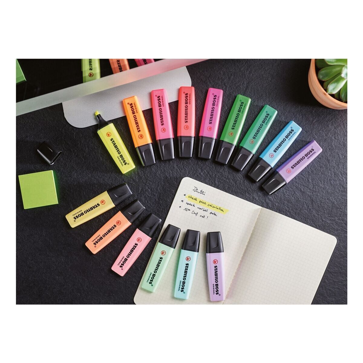 STABILO Marker BOSS® Original, (6-tlg), Textmarker im runden Tischset