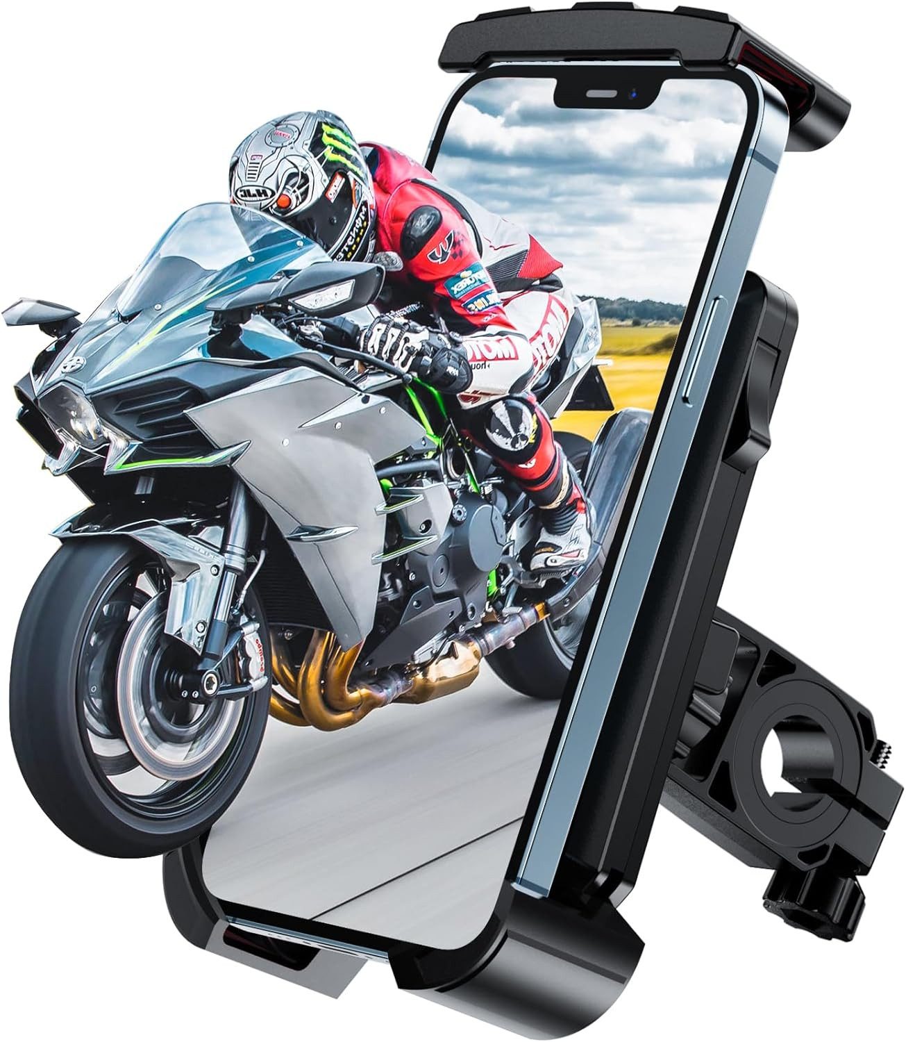 JOEAIS Fahrrad Handyhalterung Motorrad Zubehör 360°Drehbare Fahrrad-Kartenhalter, (Handyhalterung Fahrrad Lenker FüR 4,5-7,2 Zoll Smartphones, Kompatibel Mit iPhone 14/13/12/11 Pro Max/Xs, Galaxy, Huawei Usw)