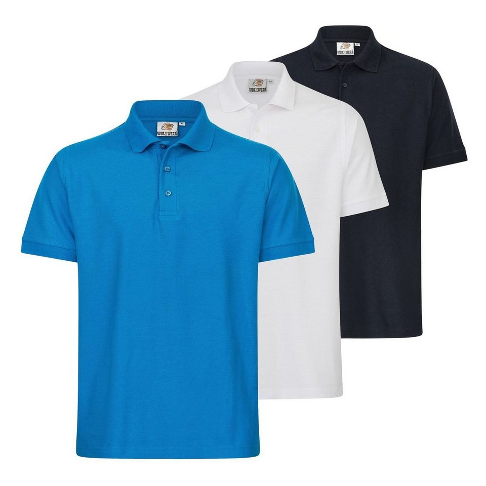 WORXWEAR Poloshirt Herren (Spar-Set, 3er-Pack) strapazierfähiges Poloshirt  mit Einlaufwert < 5%