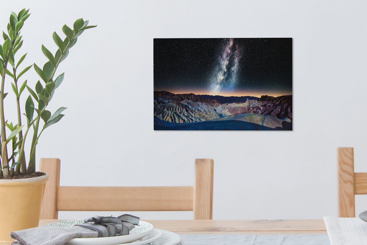 OneMillionCanvasses® Leinwandbild Milchstraße über Wanddeko, 30x20 St), Sonnenuntergang, Wandbild Leinwandbilder, (1 bei Aufhängefertig, cm Berglandschaft