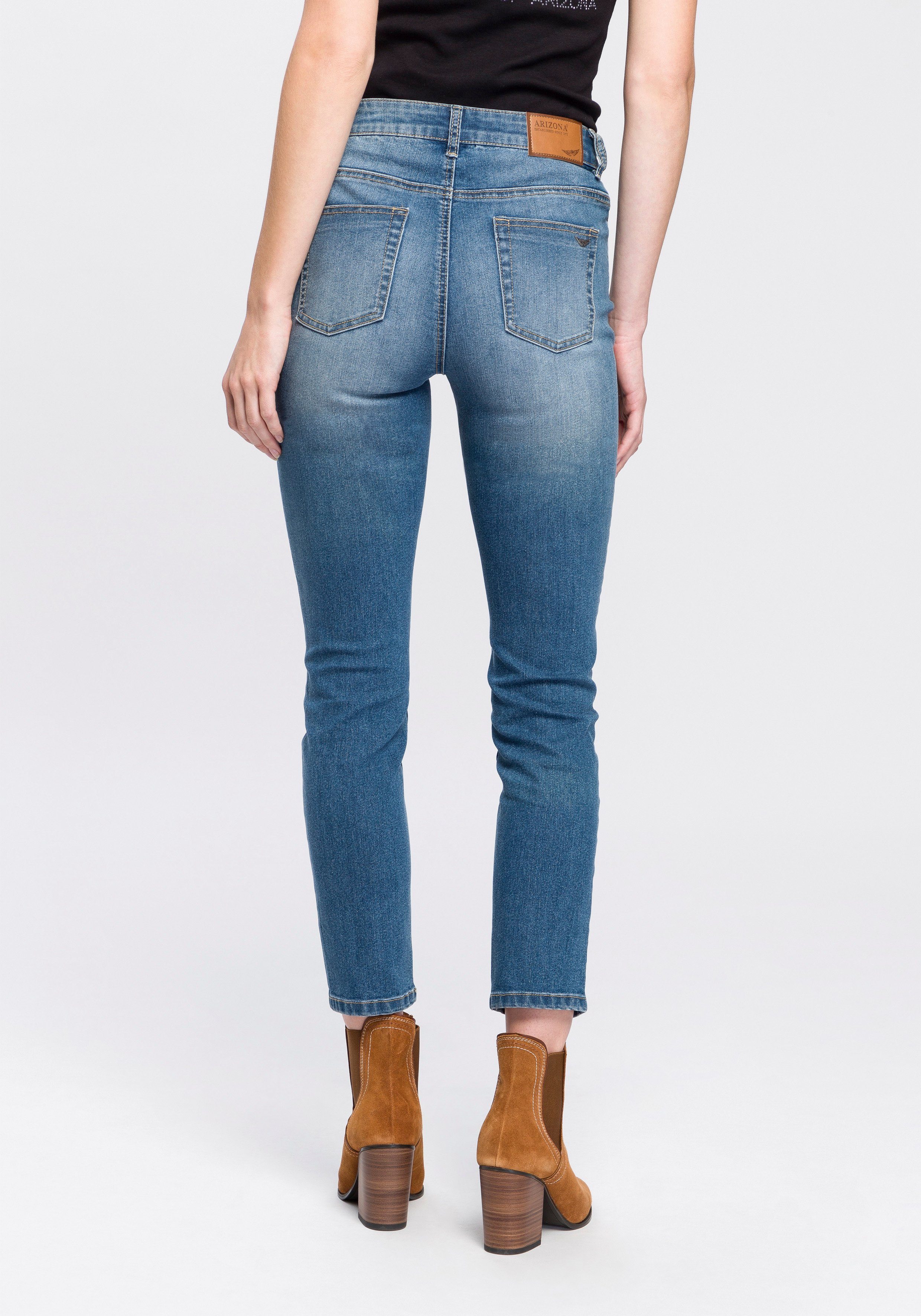 Arizona 7/8-Jeans Shaping eng anliegend, Röhrenjeans, Used-Waschung, High-W günstig online kaufen