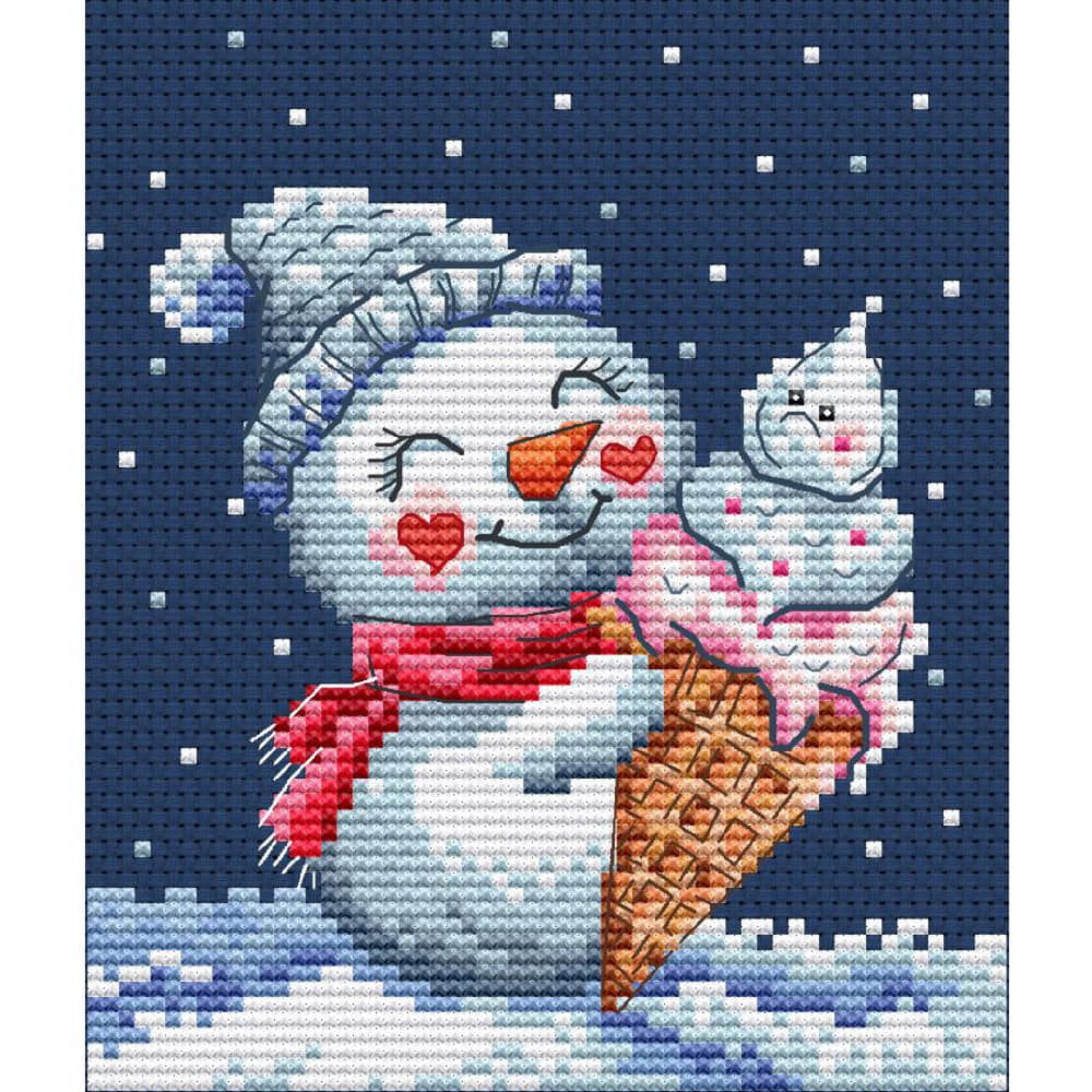 Collection D'art Kreativset CDA Kreuzstich Stickpackung "Schneeleckerei", Zählmuster, 11x12,5cm, (embroidery kit by Marussia)