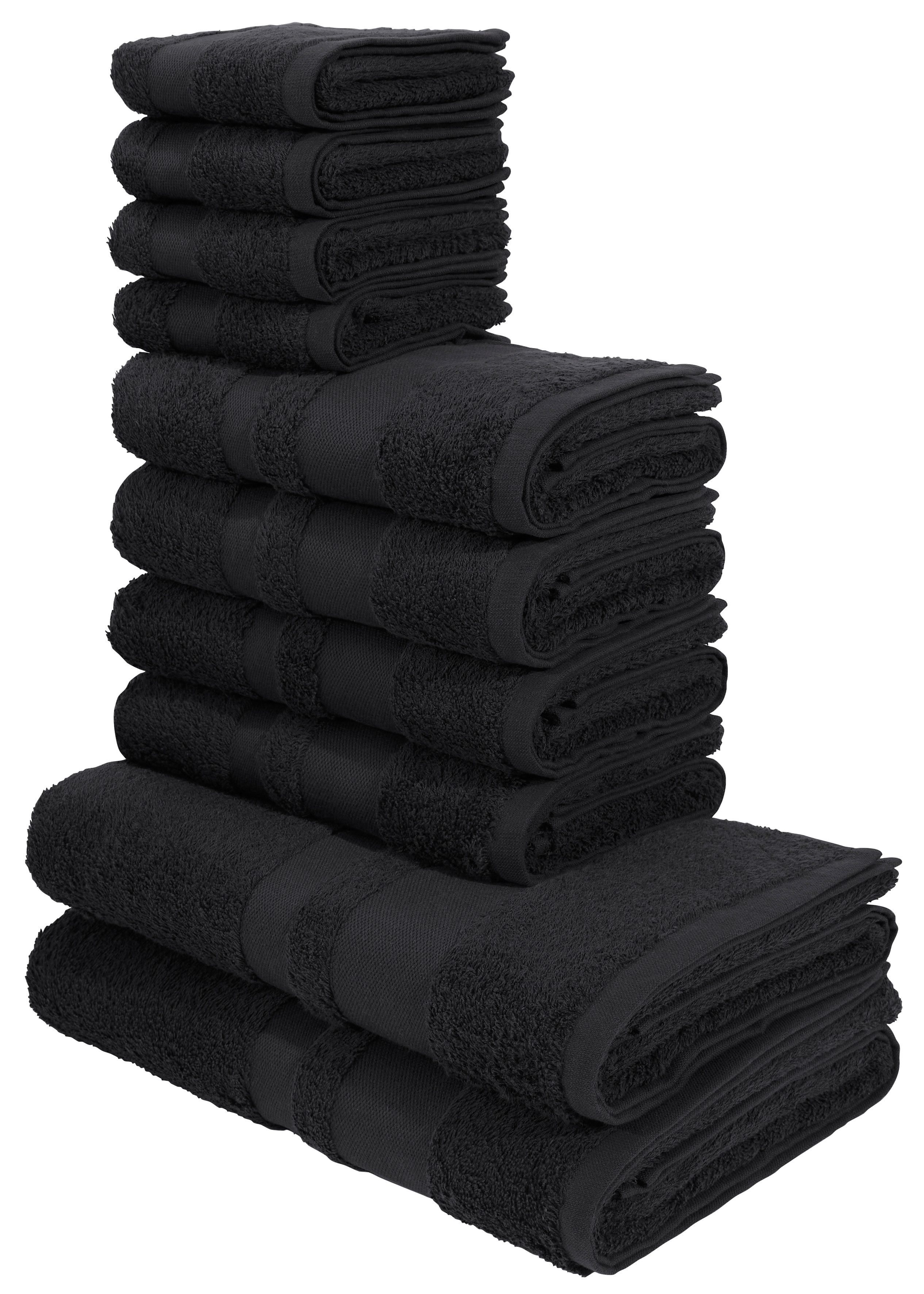 OTTO home Handtuch Set Vanessa, 10-tlg Handtuch-Set, weich, in Standard- und Premium-Qualität, Walkfrottee (Set, 10-St), 100% Baumwolle, Duschtücher, Handtücher, Gästetücher, mit Bordüre
