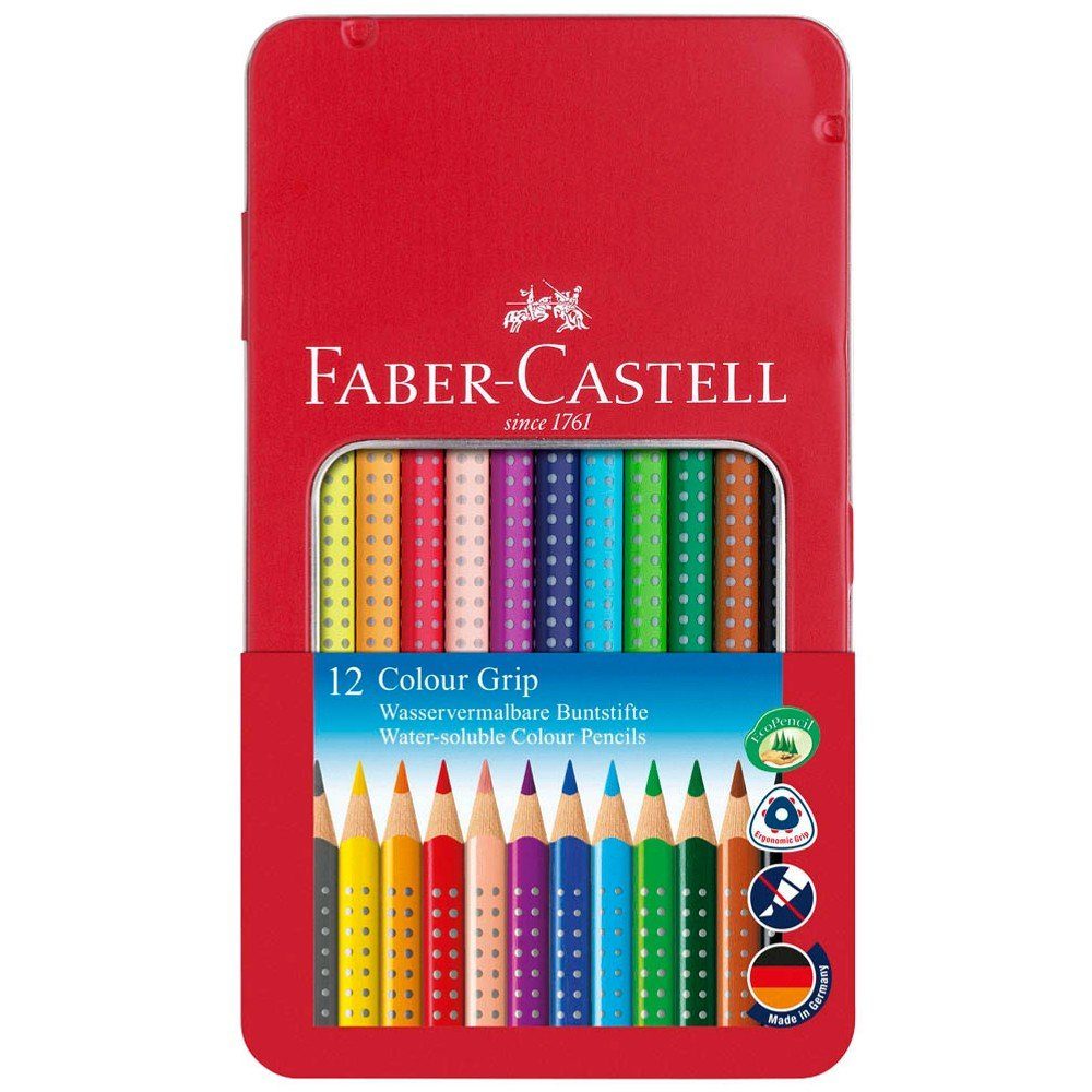 Buntstift 12 Buntstifte COLOUR GRIP im Metall-Etui farbsortiert